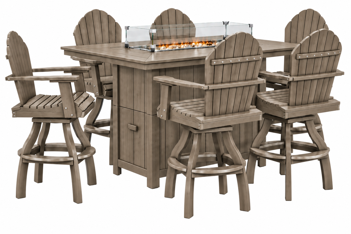 7-Piece Nantucket Pub Height Fire Pit Table Set