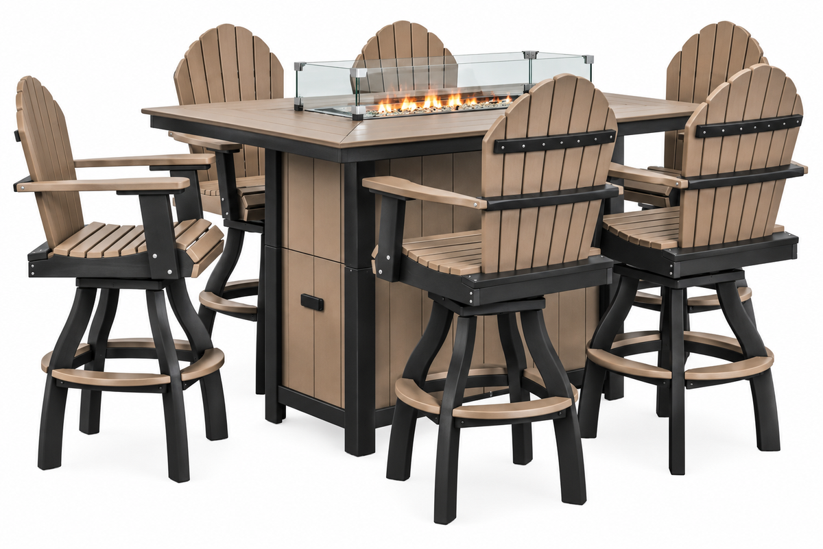 7-Piece Nantucket Pub Height Fire Pit Table Set