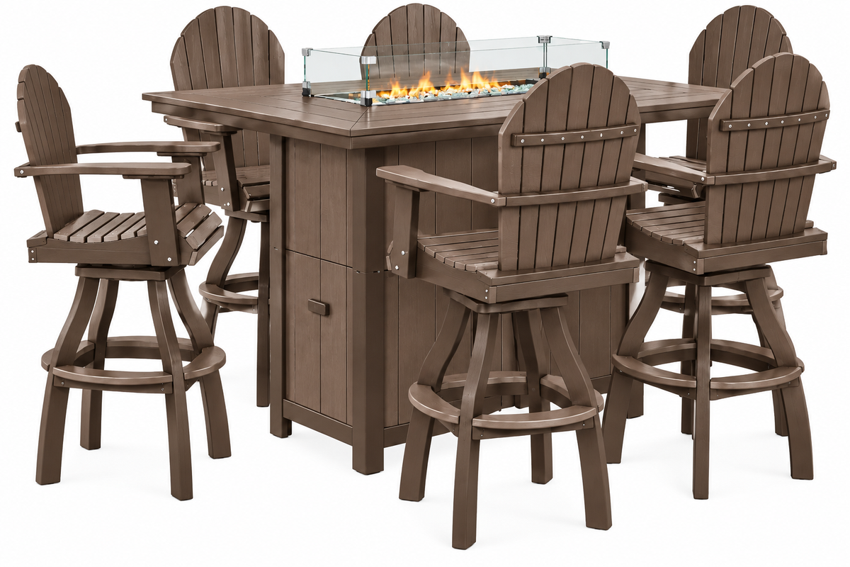 7-Piece Nantucket Pub Height Fire Pit Table Set
