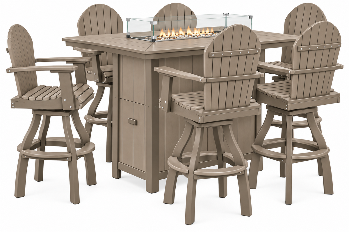 7-Piece Nantucket Pub Height Fire Pit Table Set
