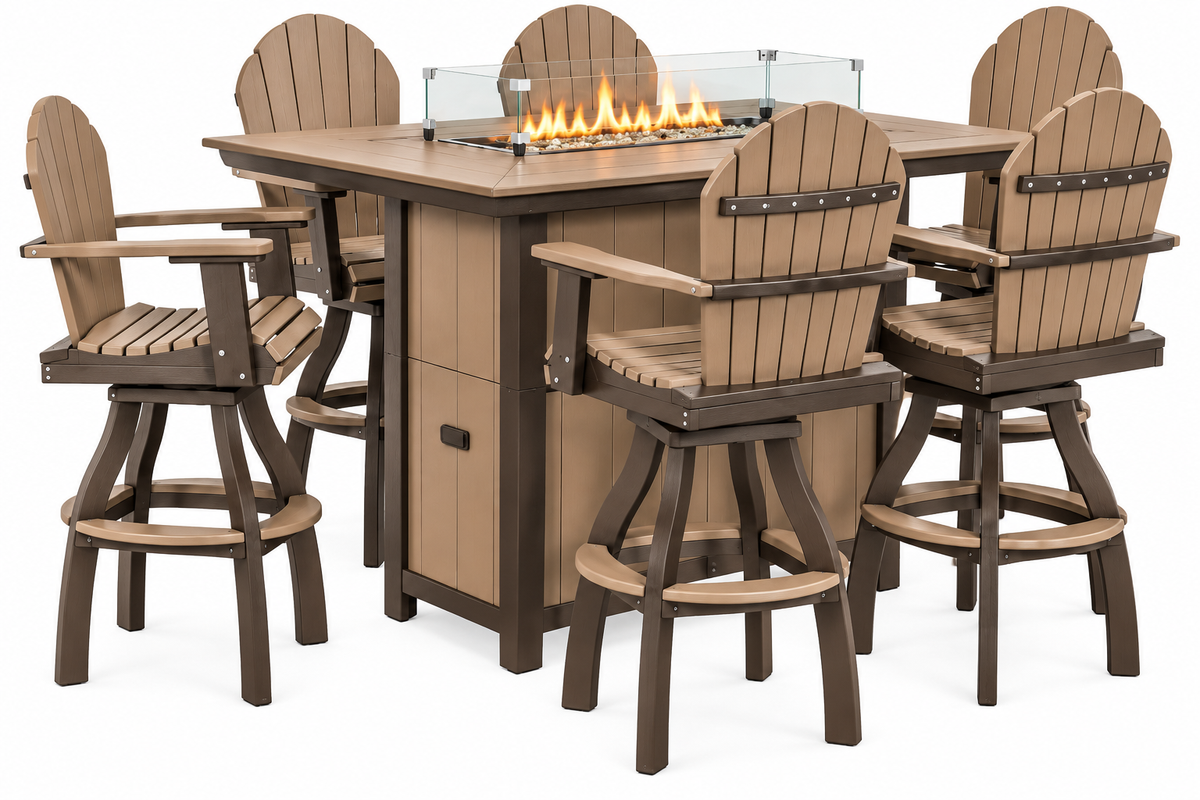 7-Piece Nantucket Pub Height Fire Pit Table Set