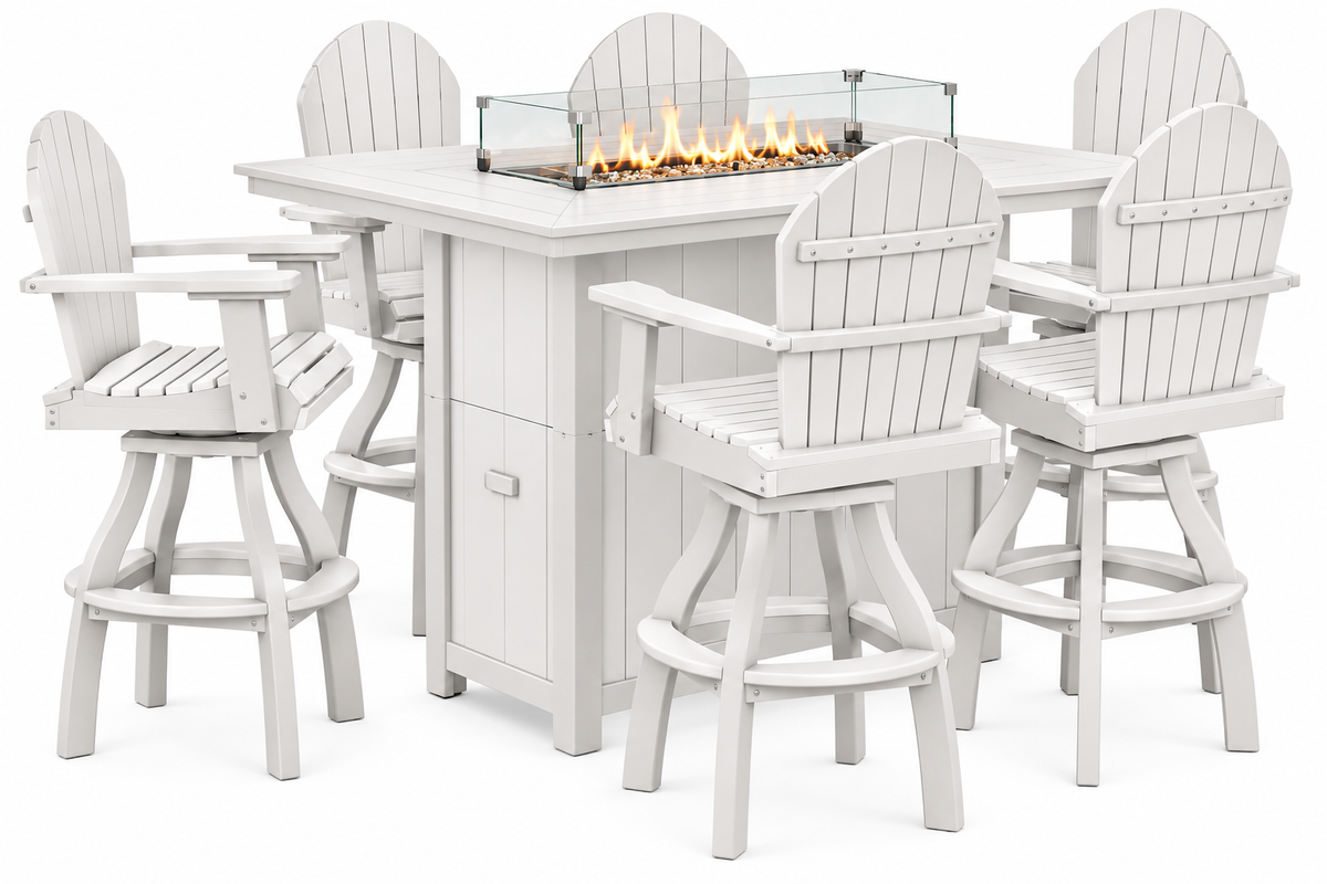 7-Piece Nantucket Pub Height Fire Pit Table Set