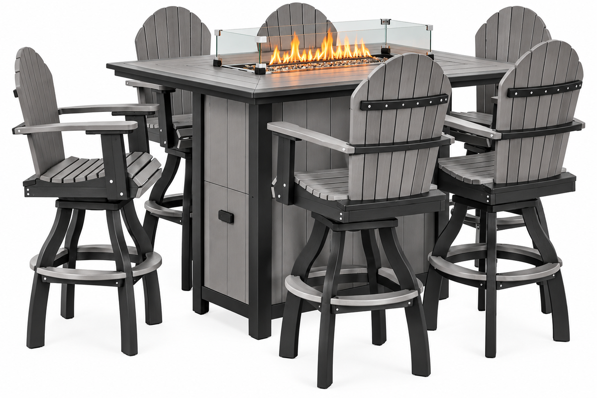7-Piece Nantucket Pub Height Fire Pit Table Set