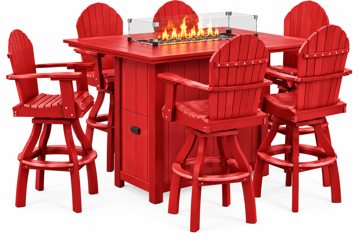 7-Piece Nantucket Pub Height Fire Pit Table Set