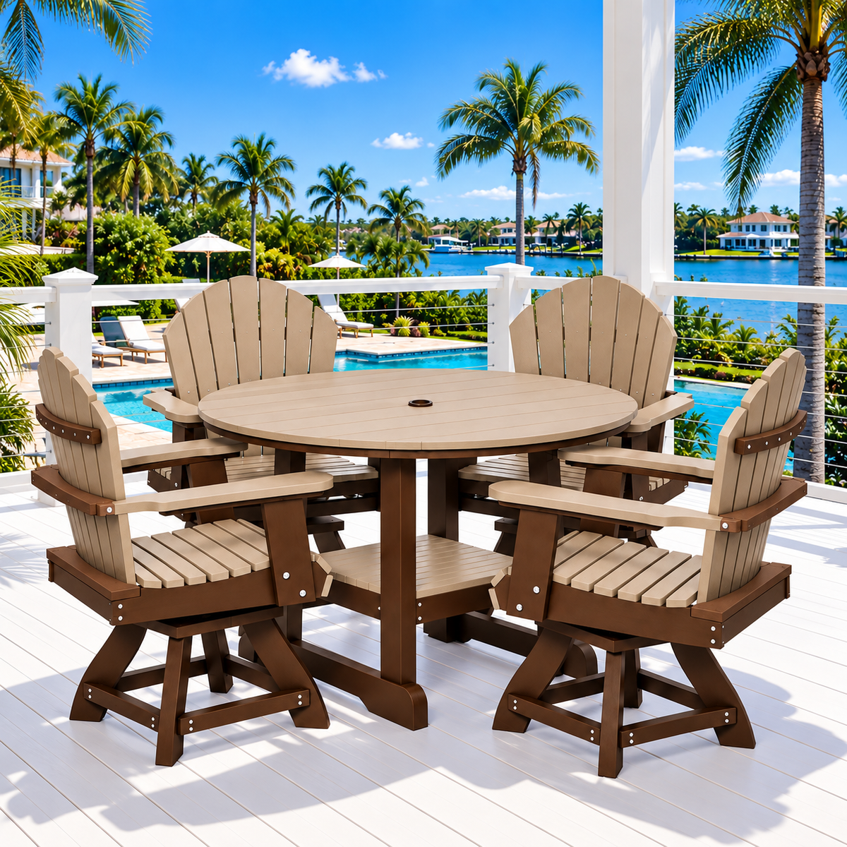 5-Piece Nantucket Swivel Dining Table Set