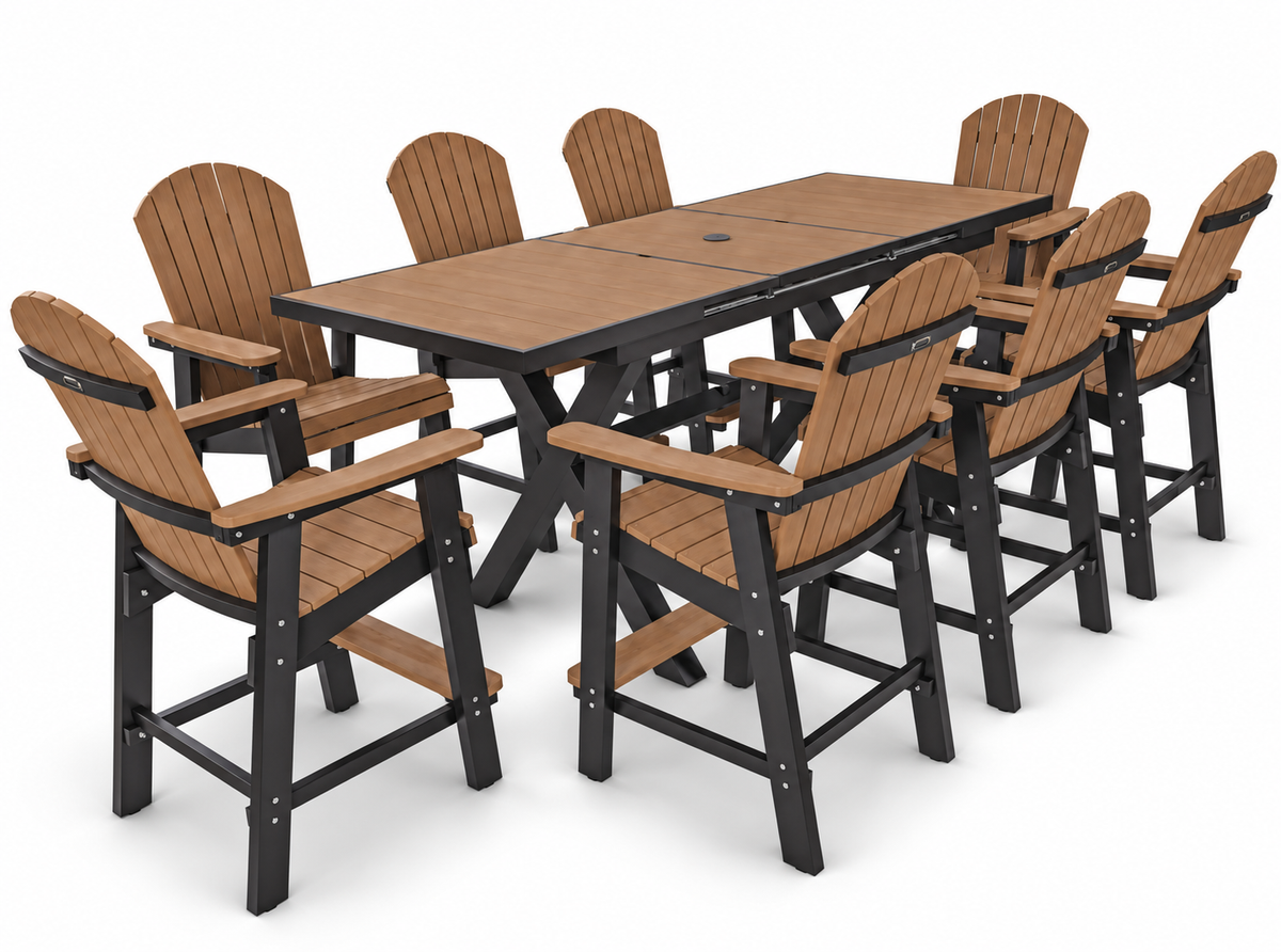 9-Piece Extension Adirondack Counter Table Set