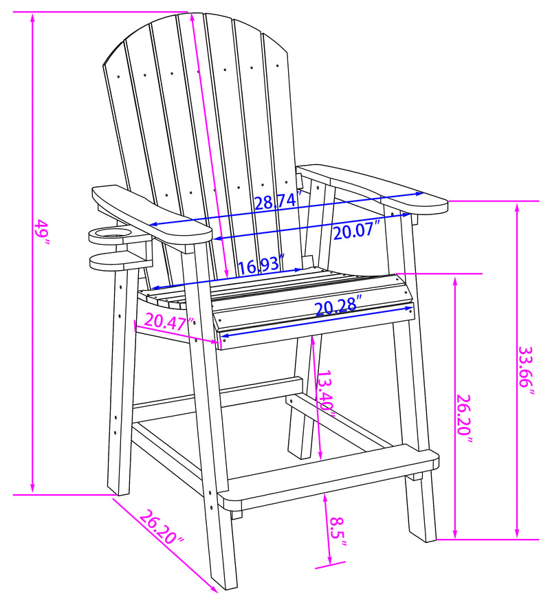 DURAWEATHER POLY® Counter Height Bistro Tete-a-tete With Cupholders