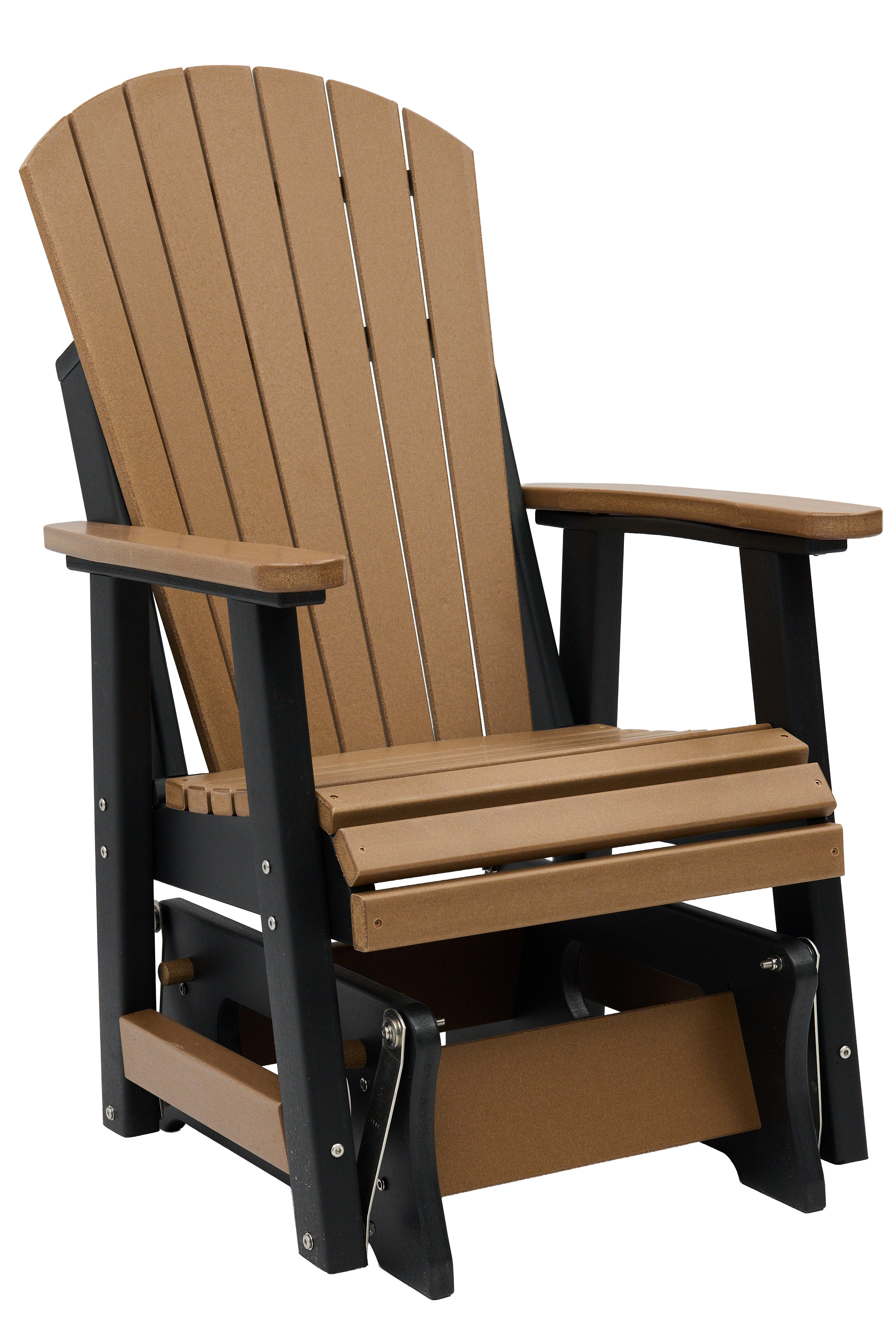 Set of 2 Classic Adirondack Single Gliders With Folding End Table
