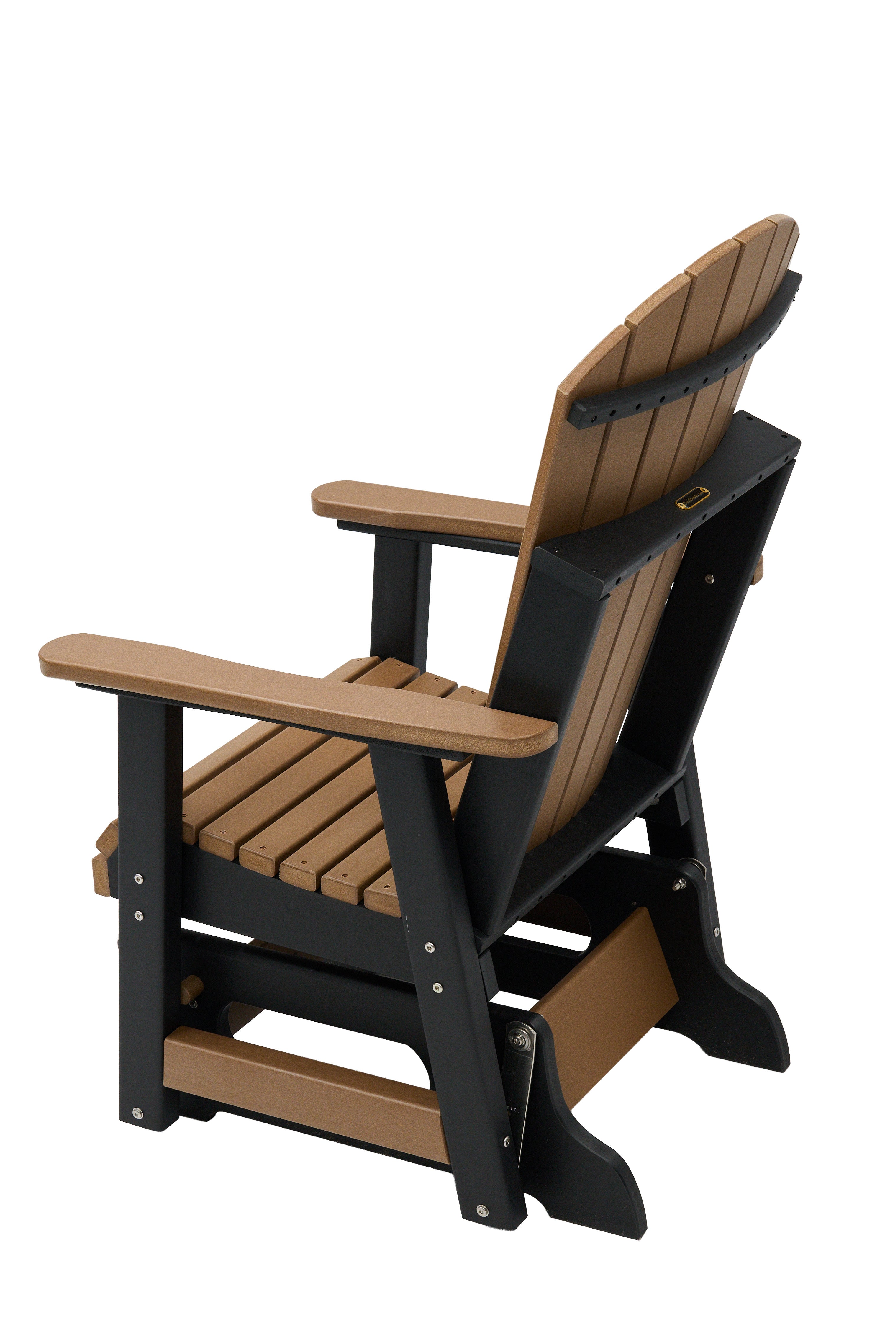 Set of 2 Classic Adirondack Single Gliders With Folding End Table