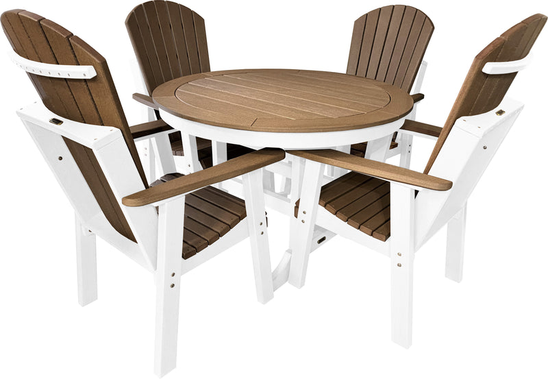 polywood adirondack outdoor dining set mahogany on white