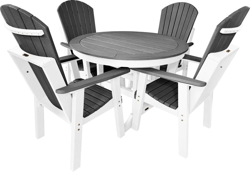 polywood adirondack outdoor dining set grey on white