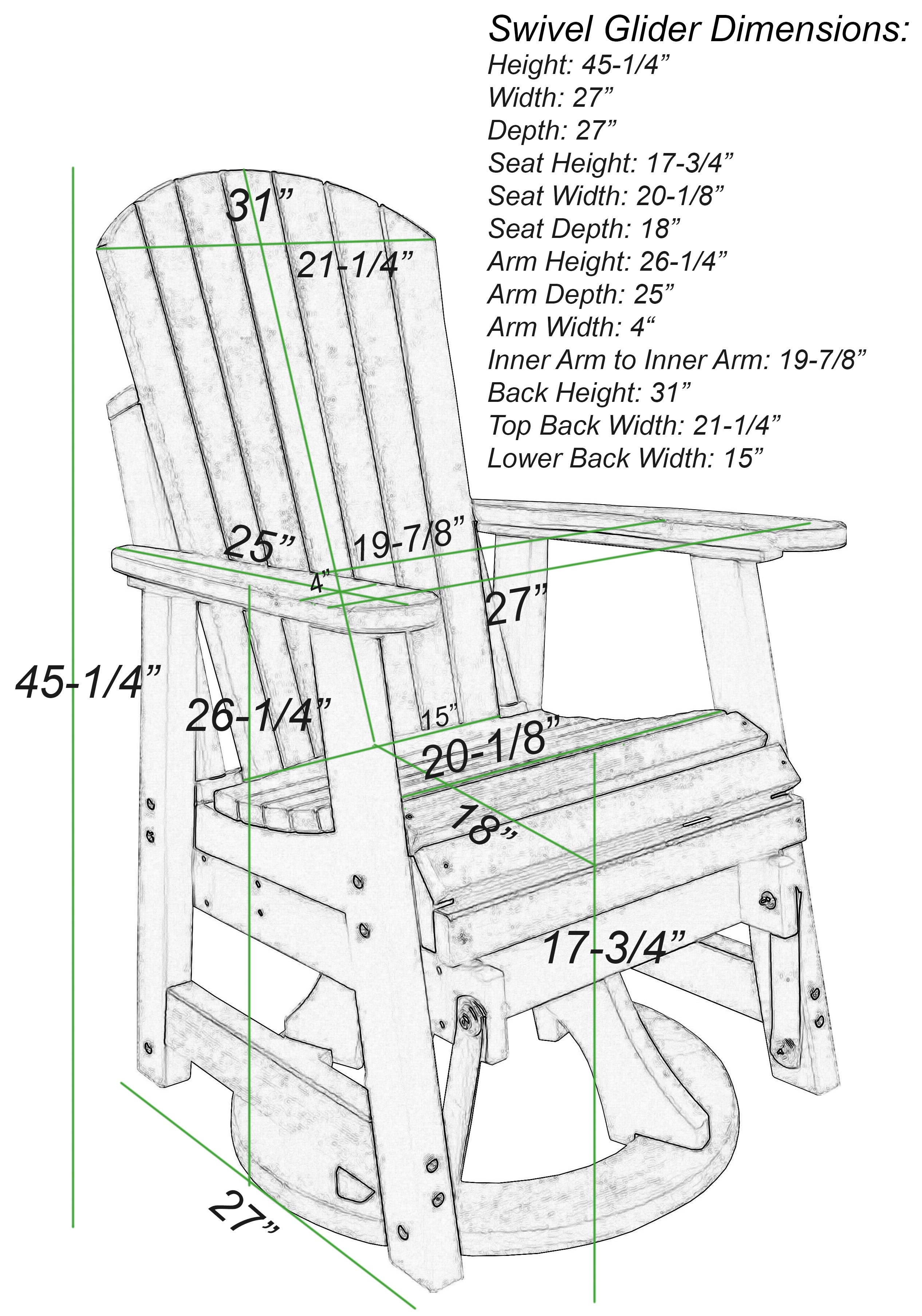 DURAWEATHER POLY® Swivel Rocking Porch Glider Chair