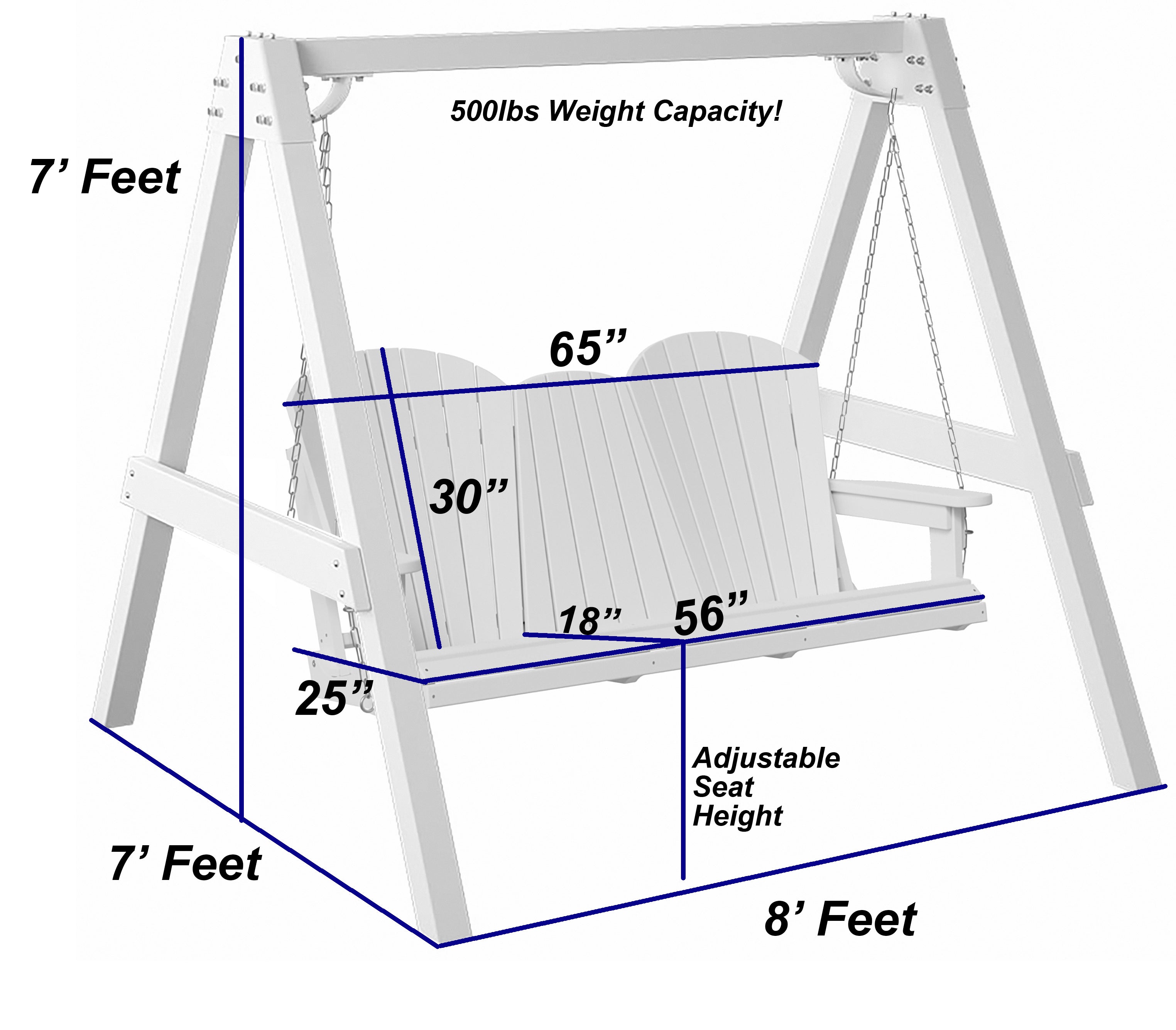 5'ft Porch Swing With Flip Down Tray & Arbor - New
