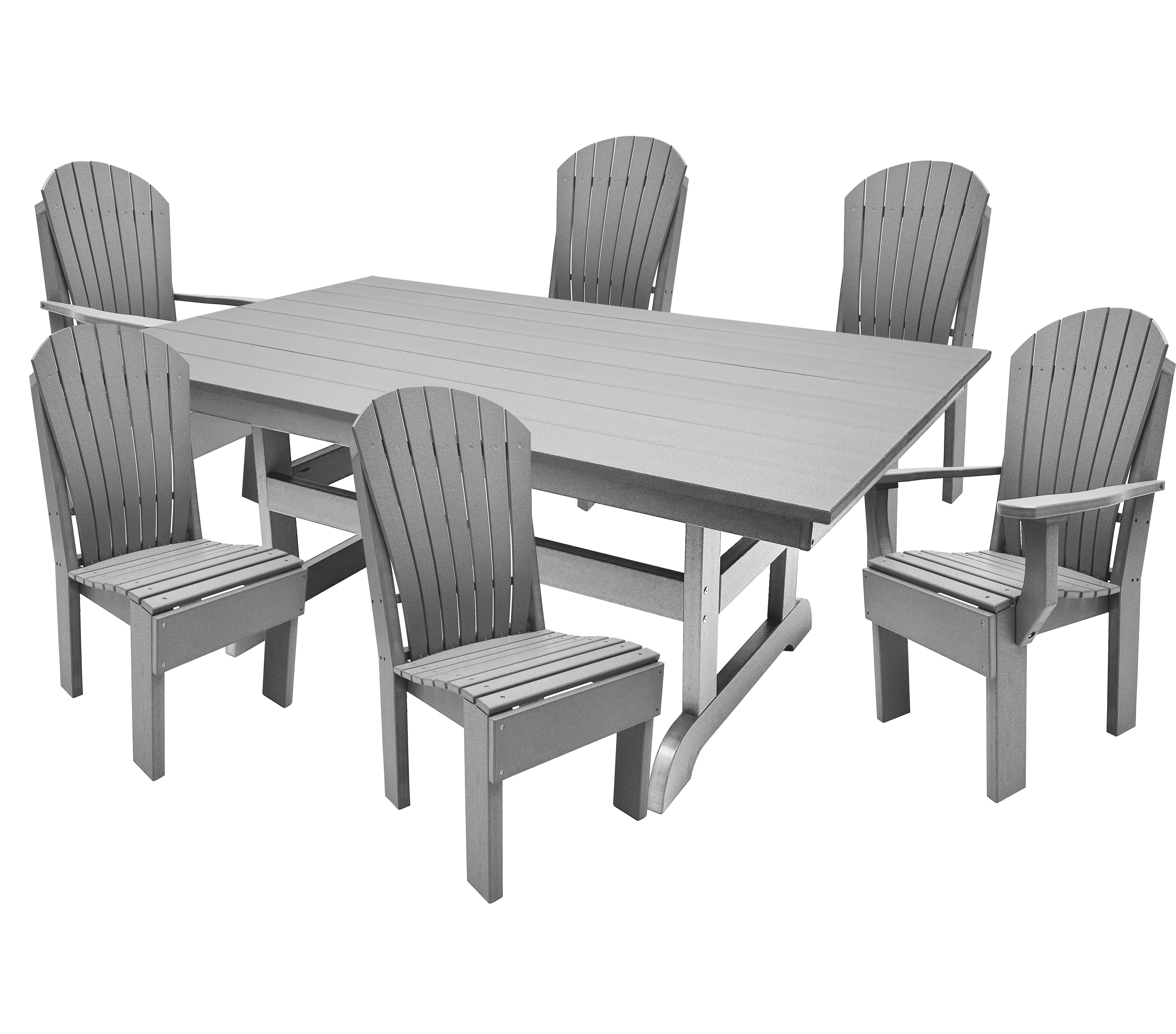7-Piece Farmhouse Adirondack Dining Table Set With 2 Arm Chairs And 4 Side Chairs