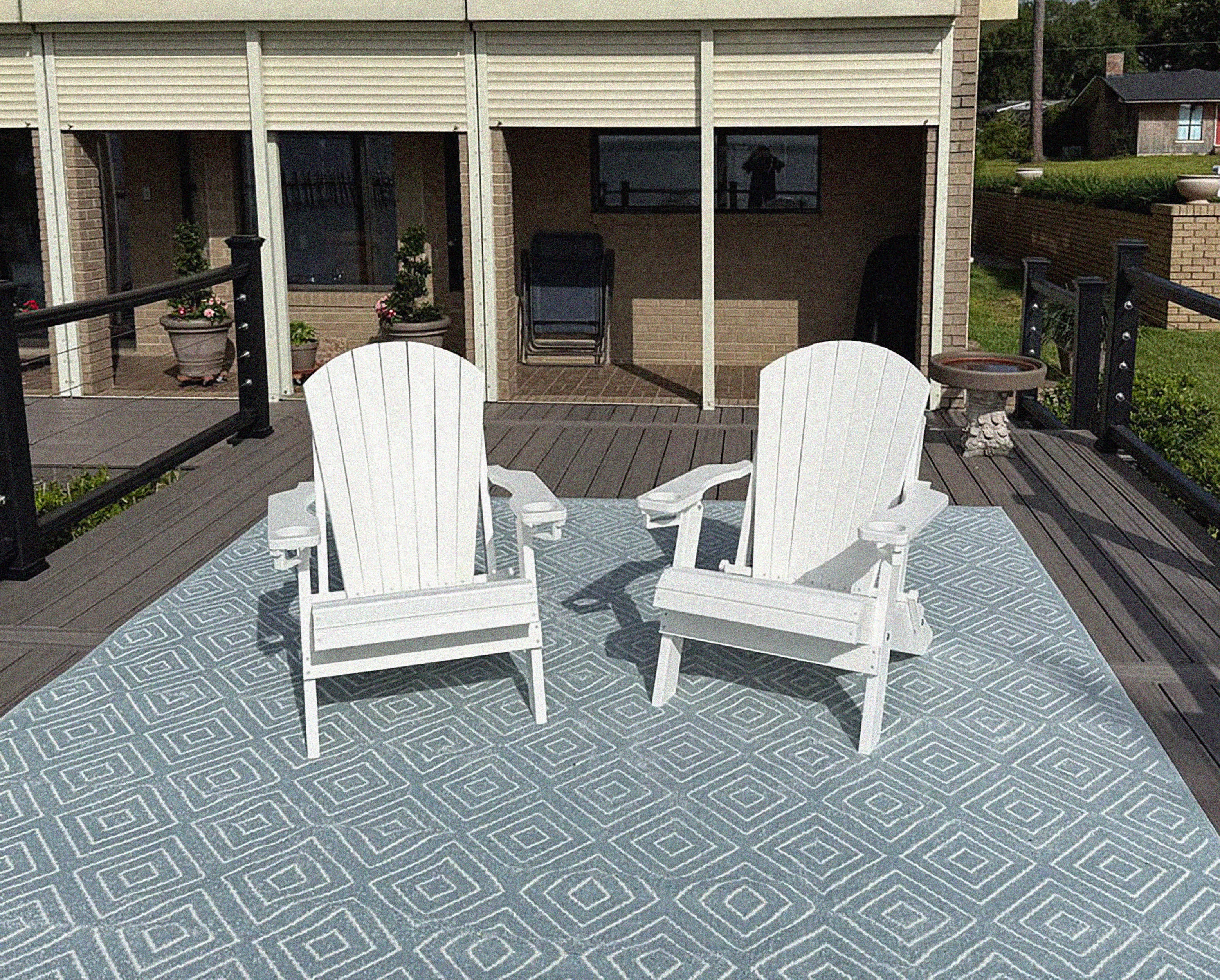 King Size Folding Adirondack Chair with Built-in Cup Holders