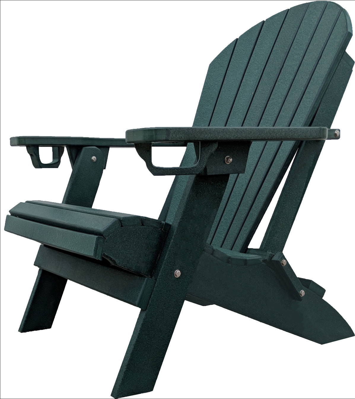 Green Adirondack chair on a white background