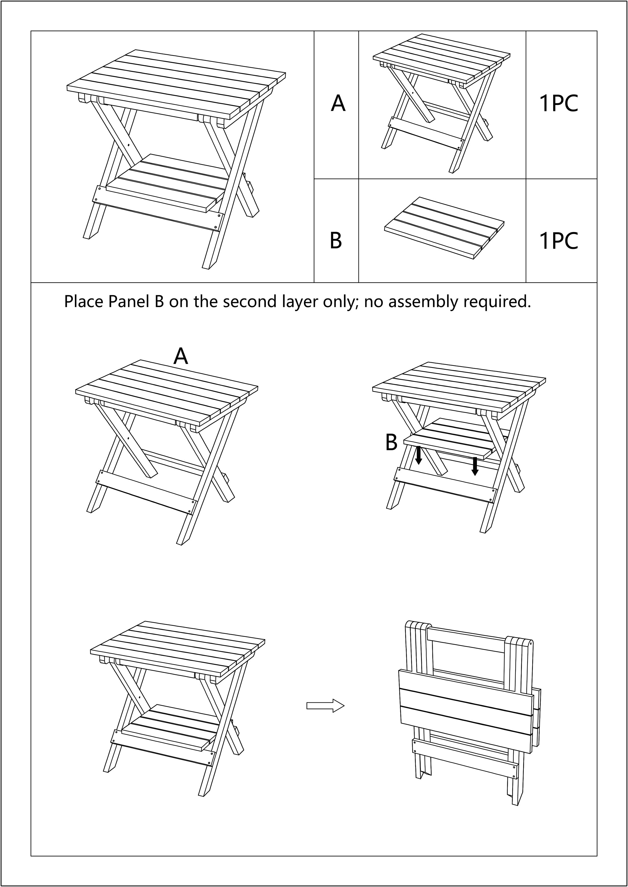 Folding Side Table With Removable Serving Tray - Ships Fully Assembled