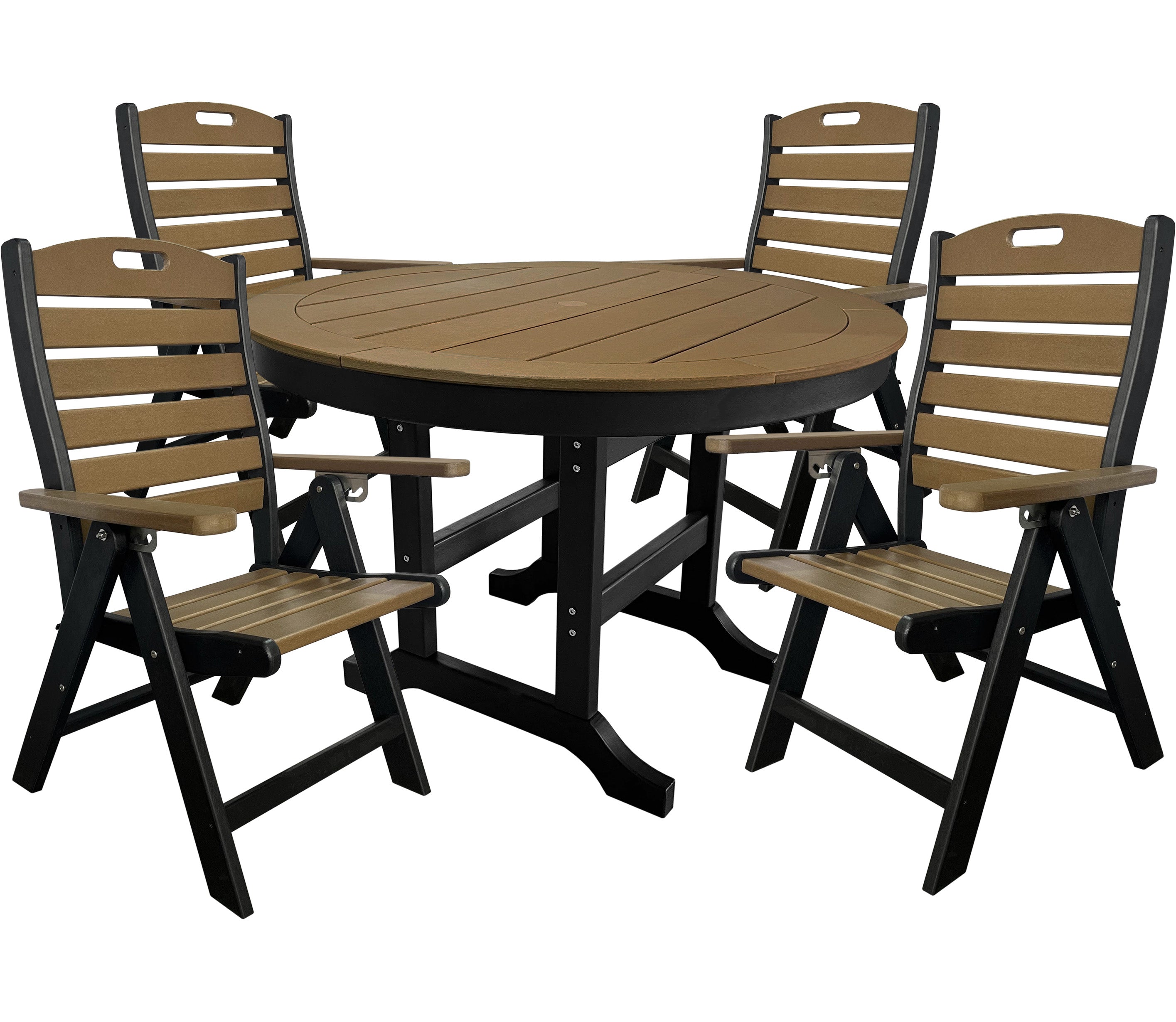 DURAWEATHER POLY® 5-Piece Savannah Dining Table Set With Folding & Reclining Chairs