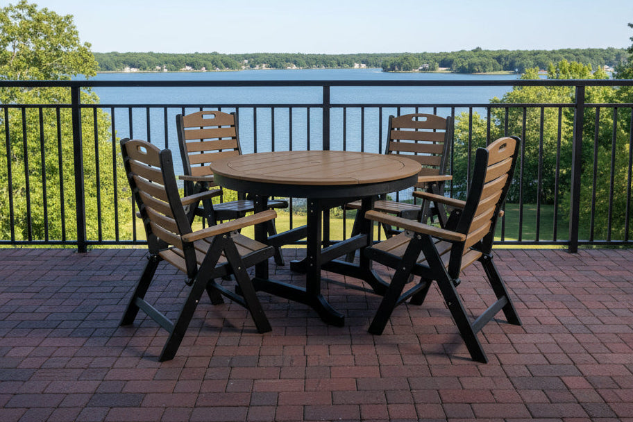 5-Piece Savannah Dining Table Set With Folding & Reclining Chairs