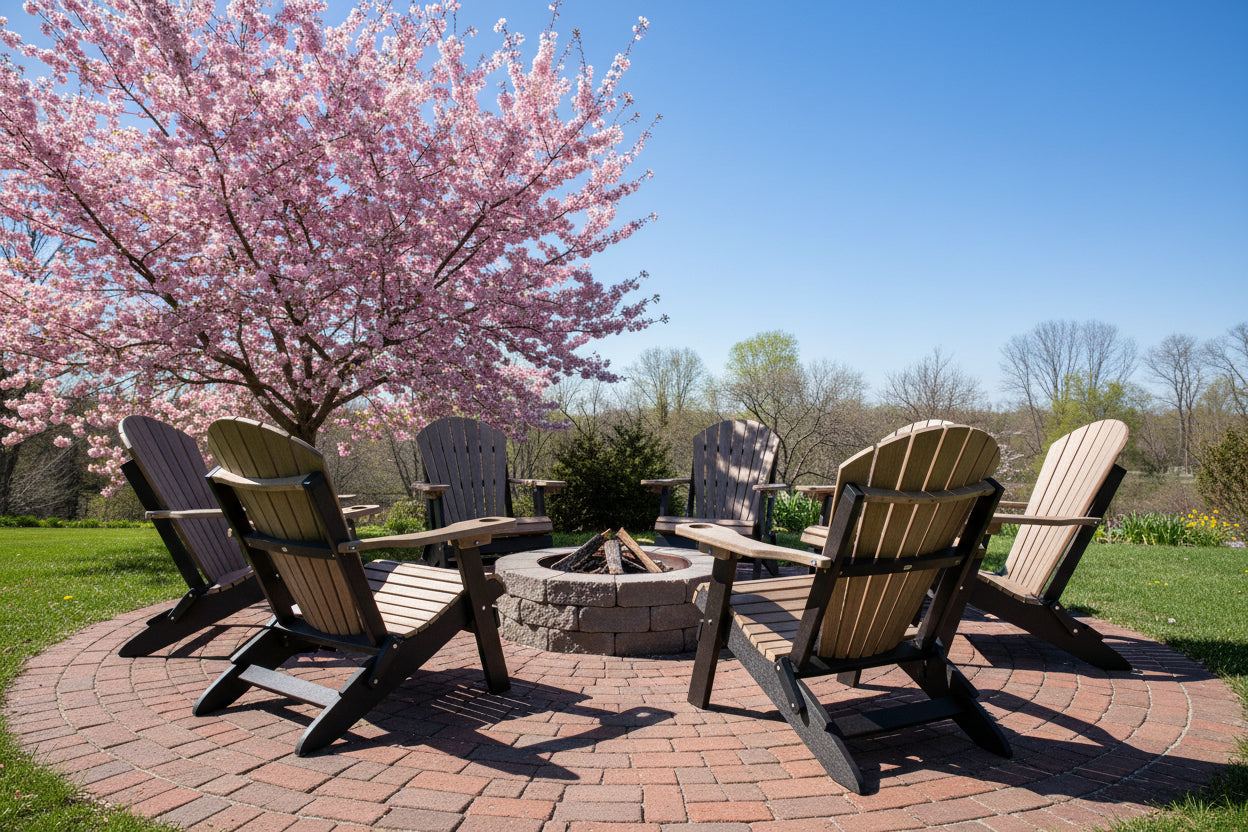 Set of 6 Signature Series Folding Adirondack Chairs With Built In Cup Holders King Size