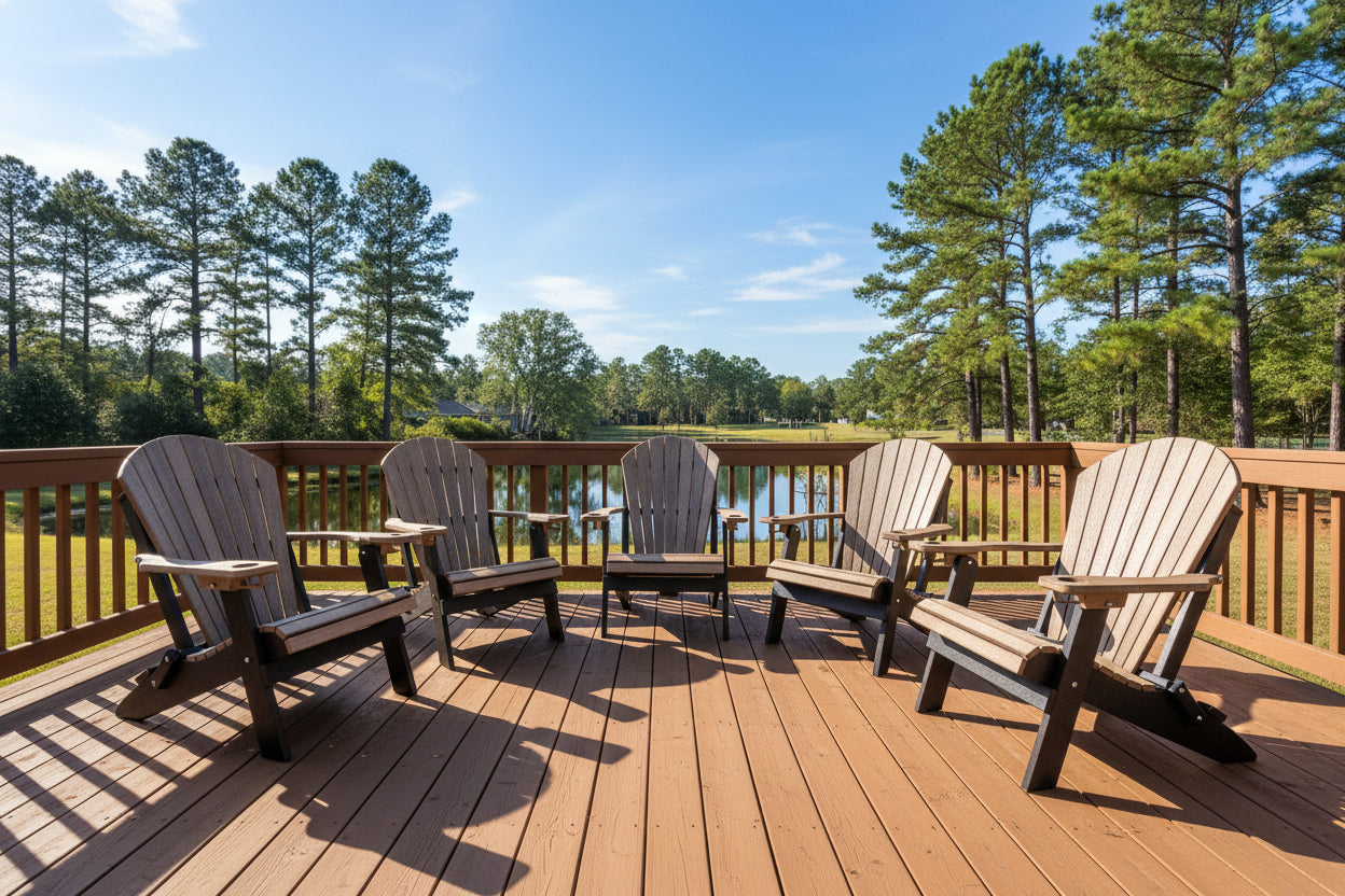 Set of 6 Signature Series Folding Adirondack Chairs With Built In Cup Holders King Size