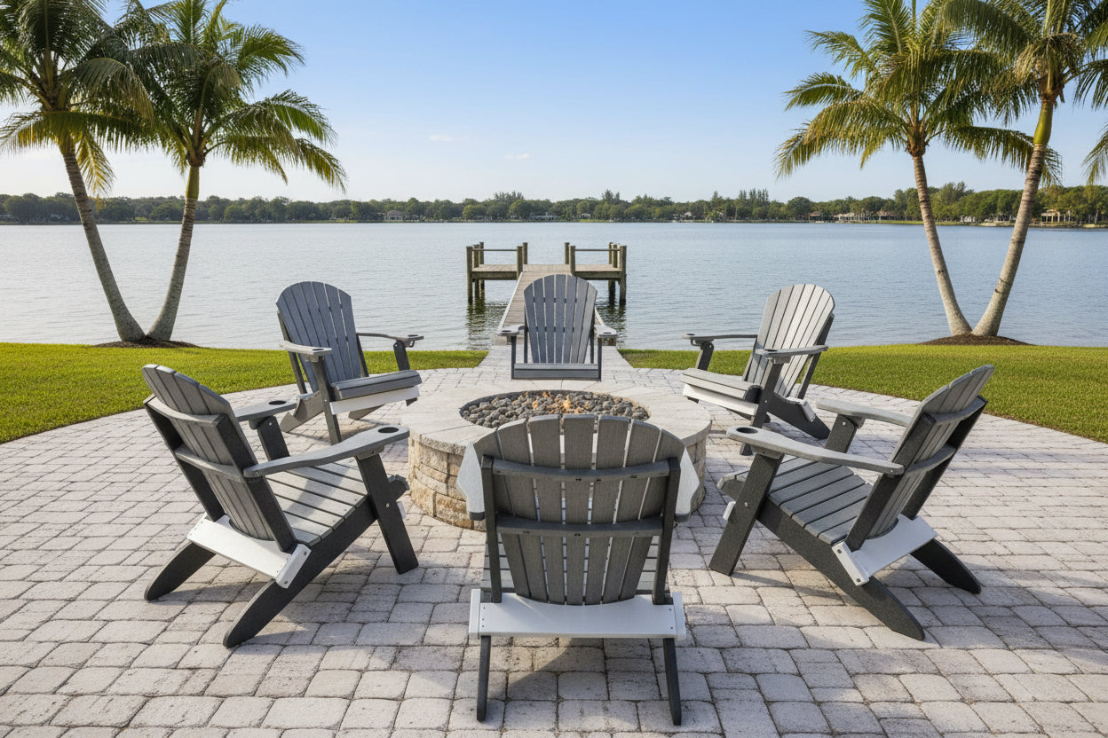 Set of 6 Signature Series Folding Adirondack Chairs With Built In Cup Holders King Size