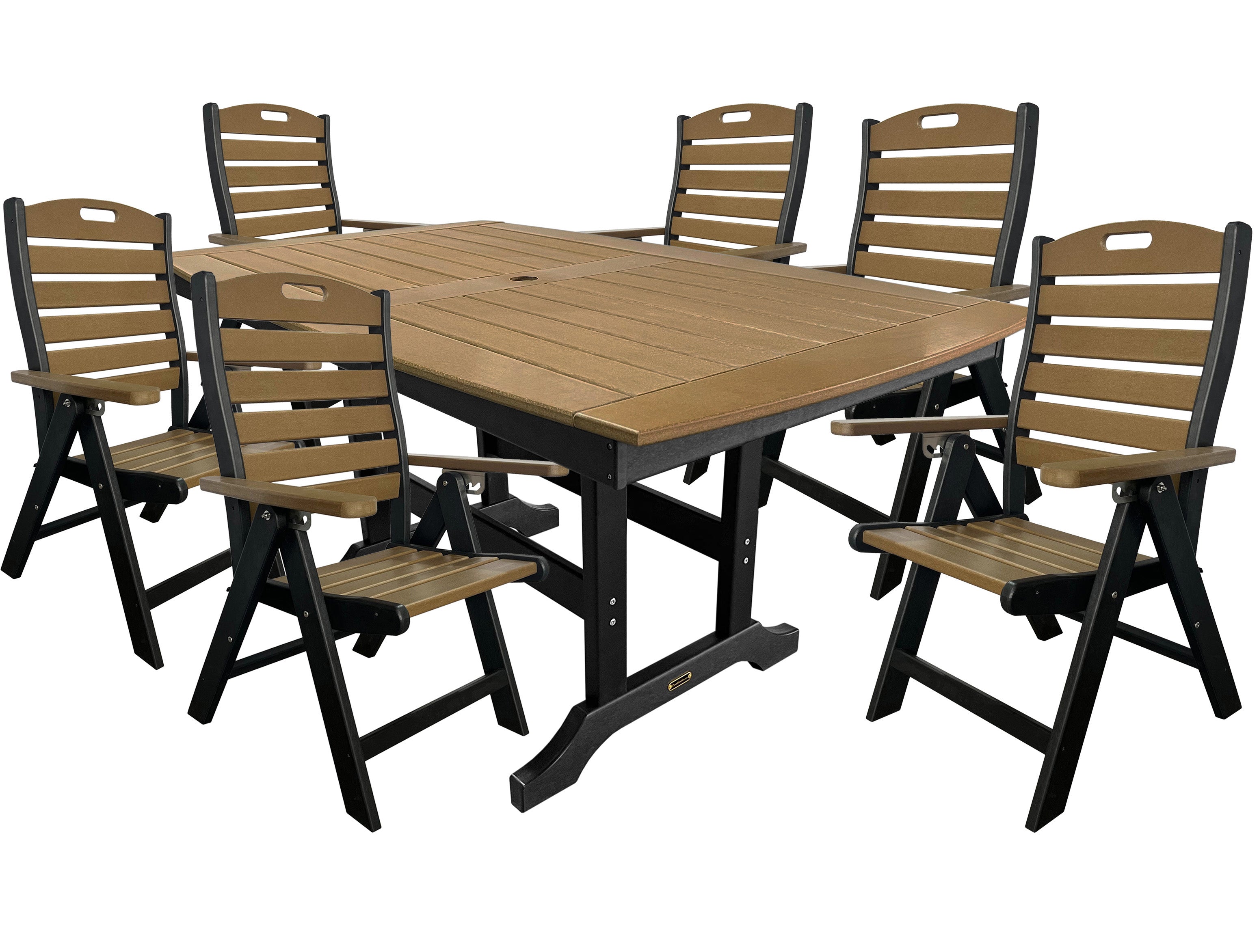 DURAWEATHER POLY® 7-Piece Savannah Dining Table Set With Folding & Reclining Chairs