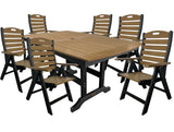 Savannah 7-Piece Round Dining Set With Folding & Reclining Chairs