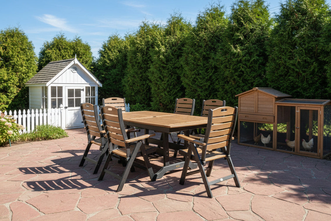 7-Piece Savannah Dining Table Set With Folding & Reclining Chairs