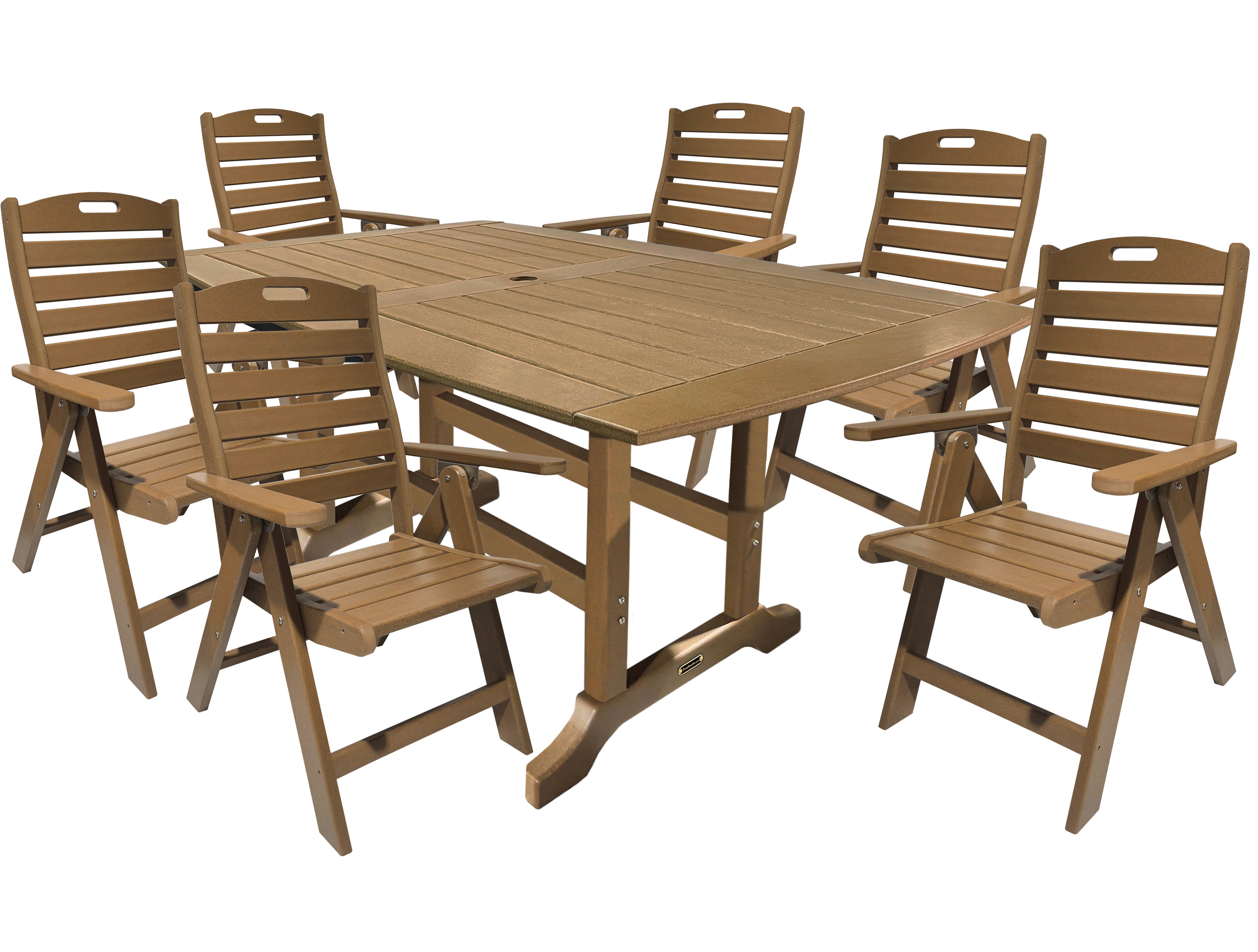 DURAWEATHER POLY® 7-Piece Savannah Dining Table Set With Folding & Reclining Chairs