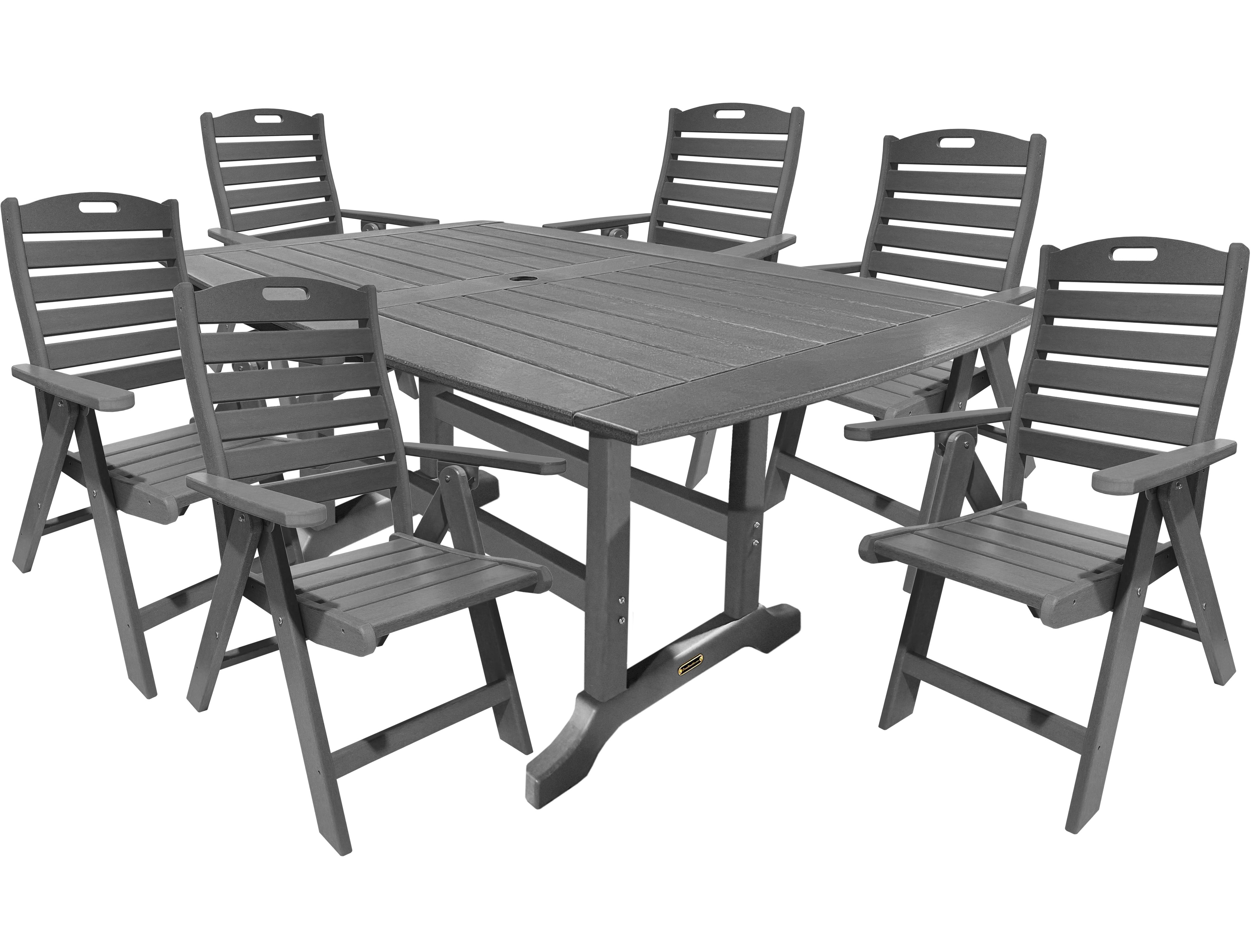 7-Piece Savannah Dining Table Set With Folding & Reclining Chairs