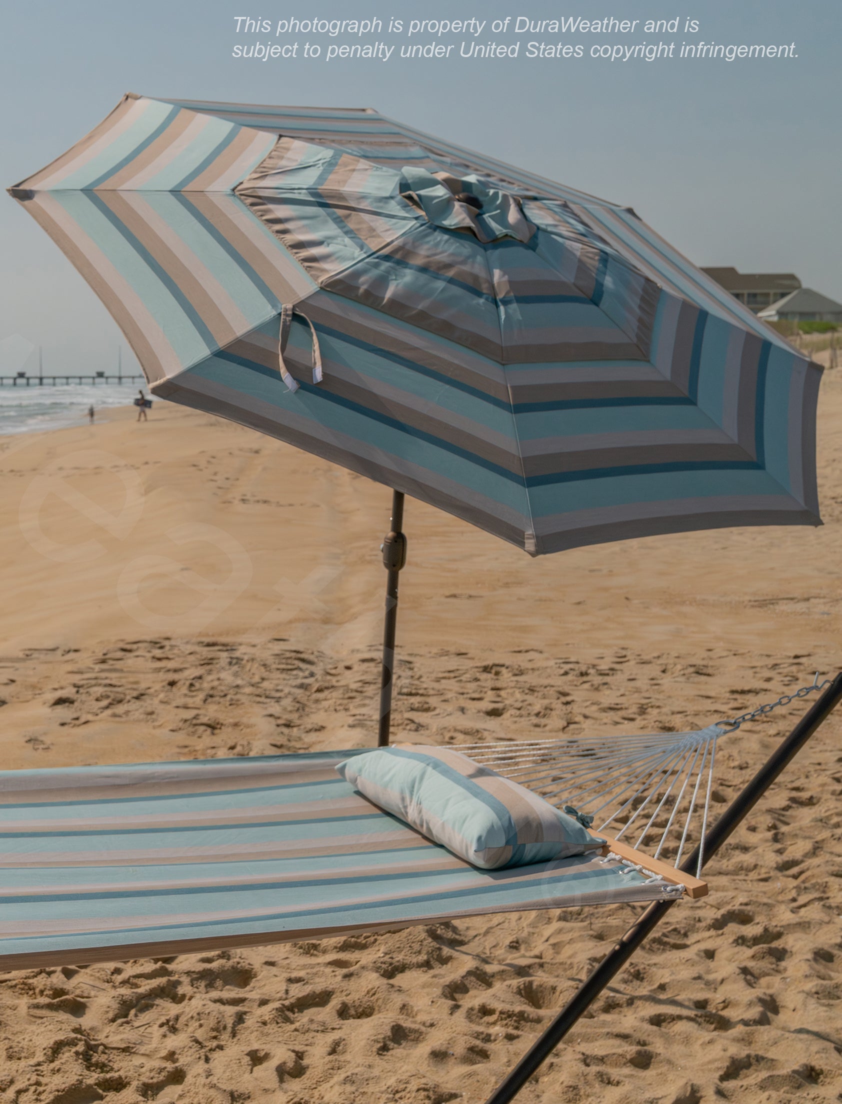 DURAWEATHER POLY® 9'ft Patio Umbrella Push Button Tilt Double Wind Vents Includes Base in Sunbrella Fabrics