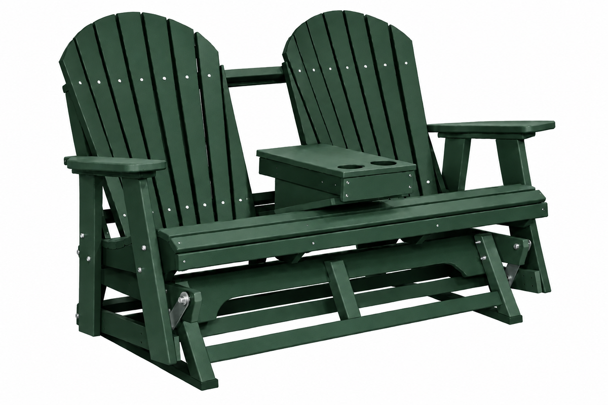 Adirondack 5'ft Glider With Flip-Down Console with Cupholders