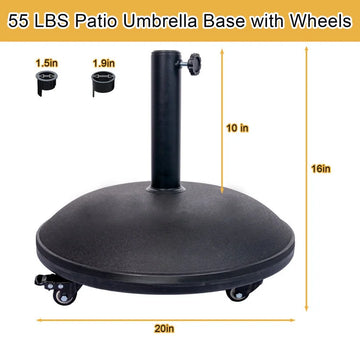 55 lb patio umbrella base 9'ft Patio Umbrella Push Button Tilt Double Wind Vents Includes Base S