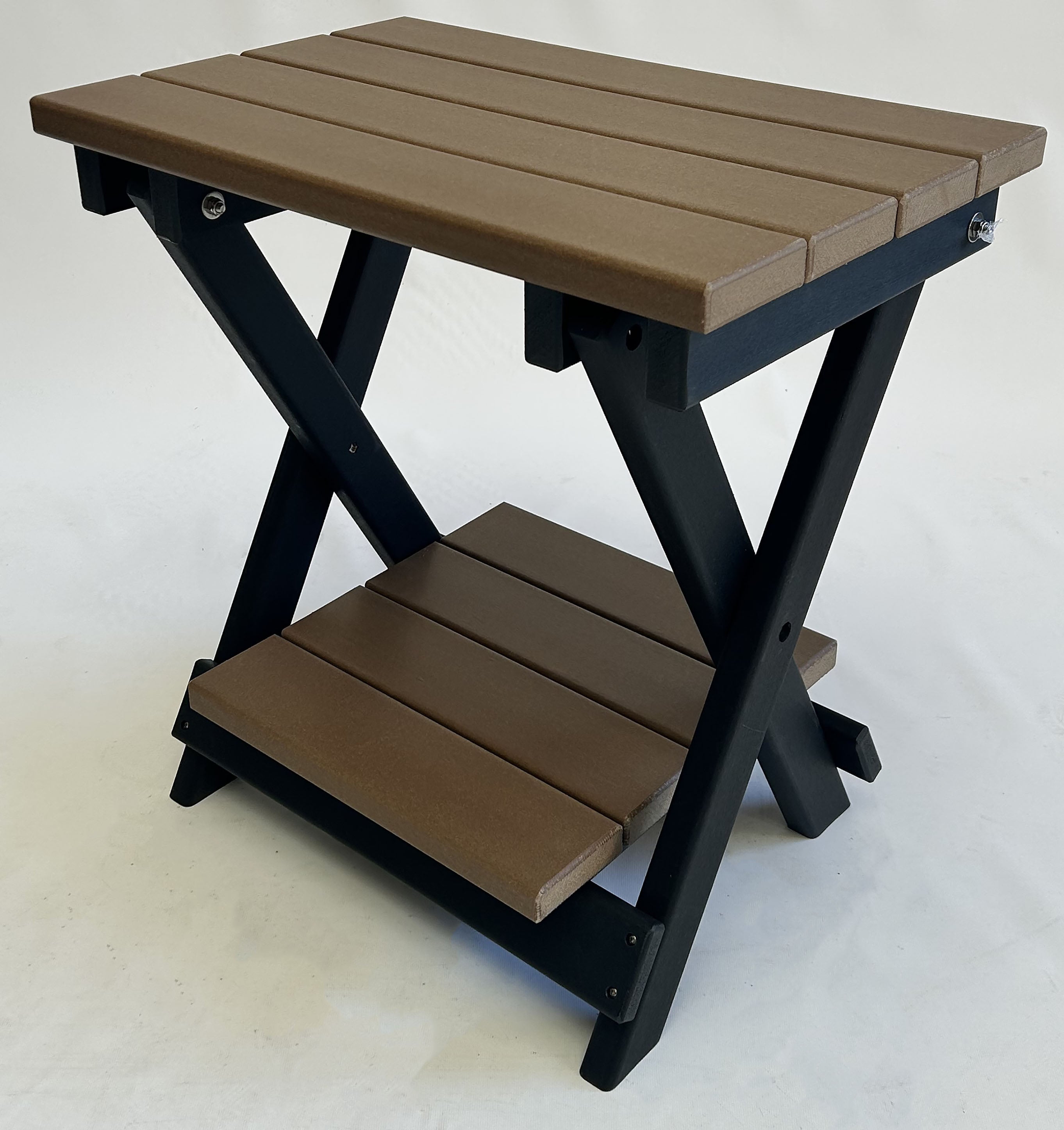 Set of 2 Classic Adirondack Single Gliders With Folding End Table