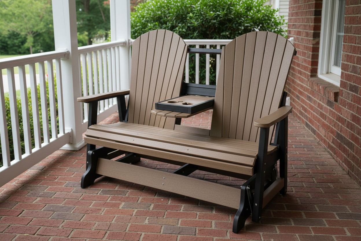 Classic Adirondack 5'ft Glider Console with Cupholders