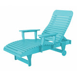 duraweather polywood aruba blue adjustable chaise lounge with wheels