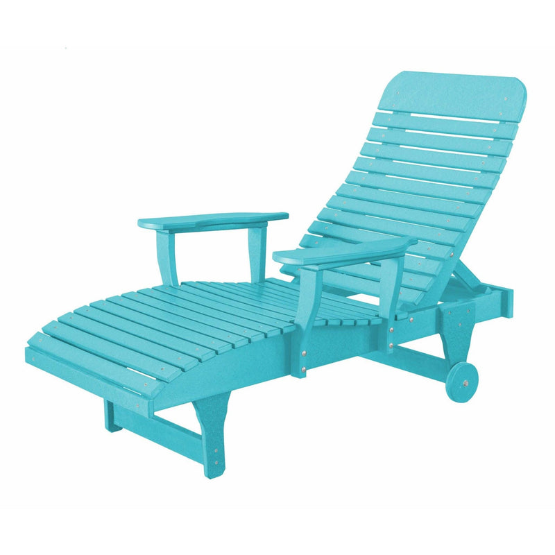 duraweather polywood aruba blue adjustable chaise lounge with wheels