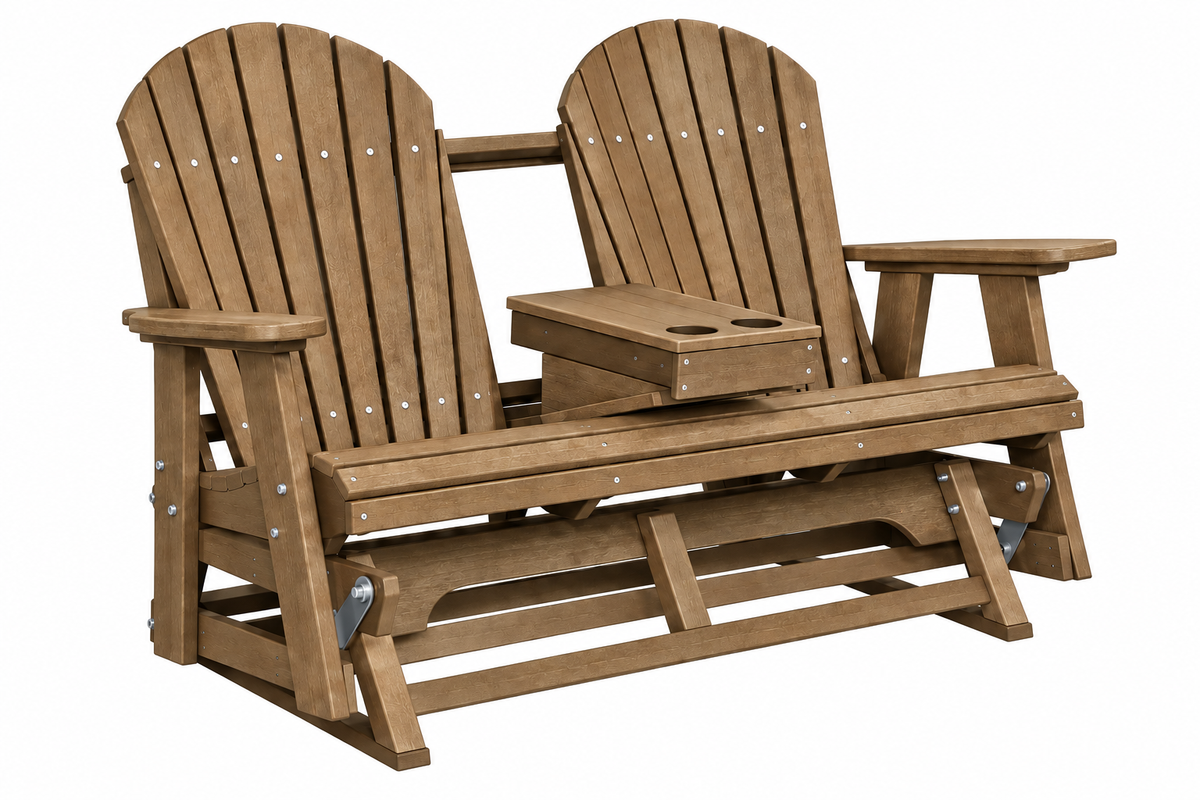 Adirondack 5'ft Glider With Flip-Down Console with Cupholders