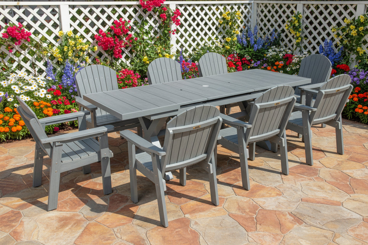 9-Piece Extension Adirondack Dining Table Set