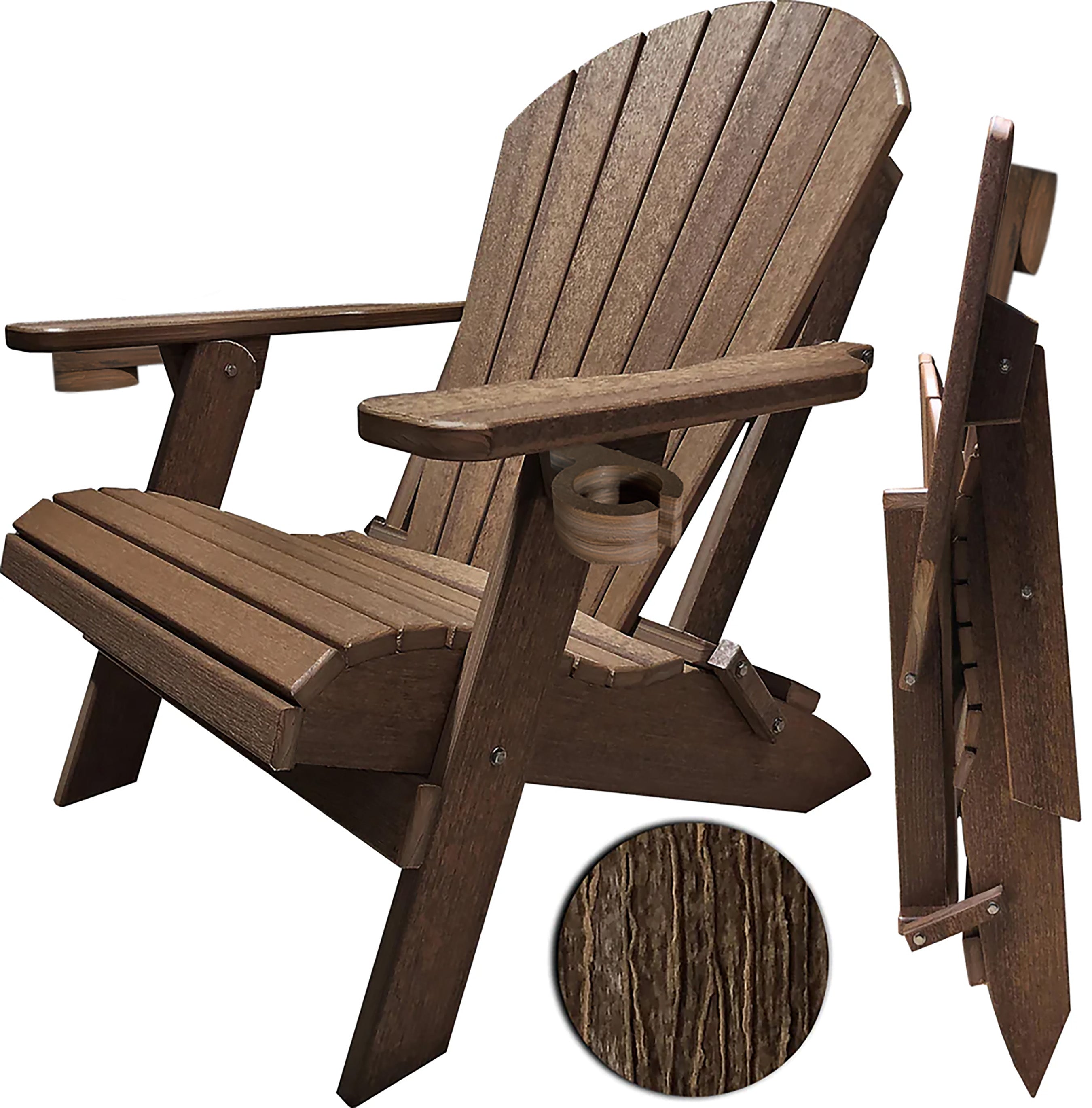 DURAWEATHER POLY® Folding Adirondack Chair with Collapsible Cup & Wine Holders King Size