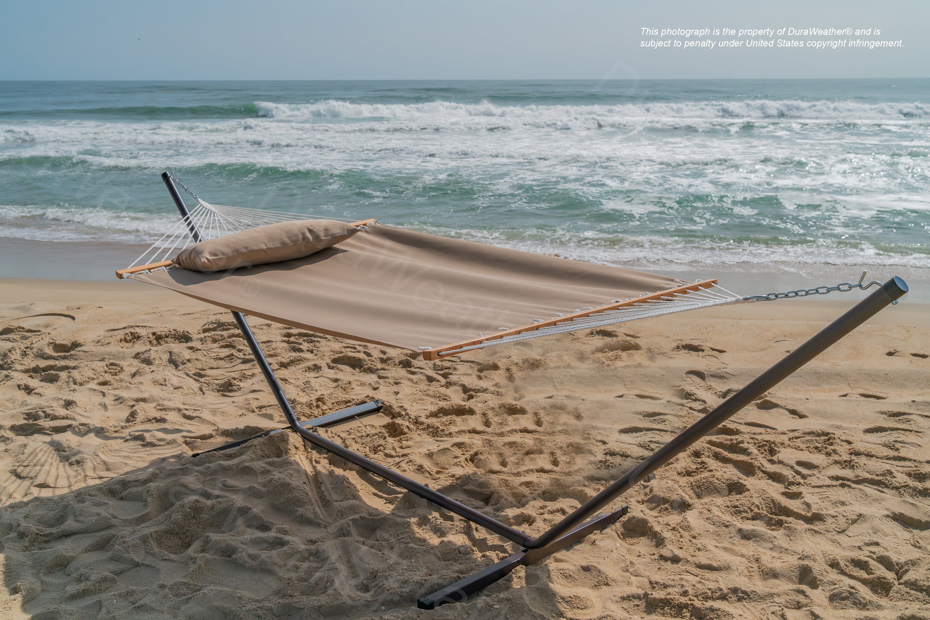 DURAWEATHER POLY® Hammock with Steel Stand and Pillow in Sunbrella Fabrics