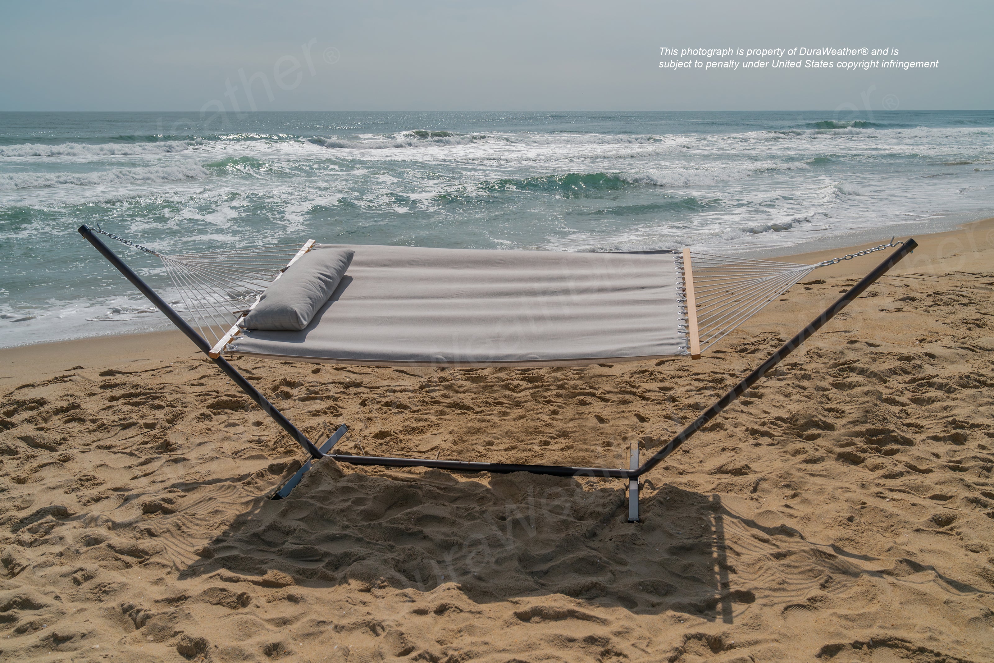 DURAWEATHER POLY® Hammock with Steel Stand and Pillow in Sunbrella Fabrics