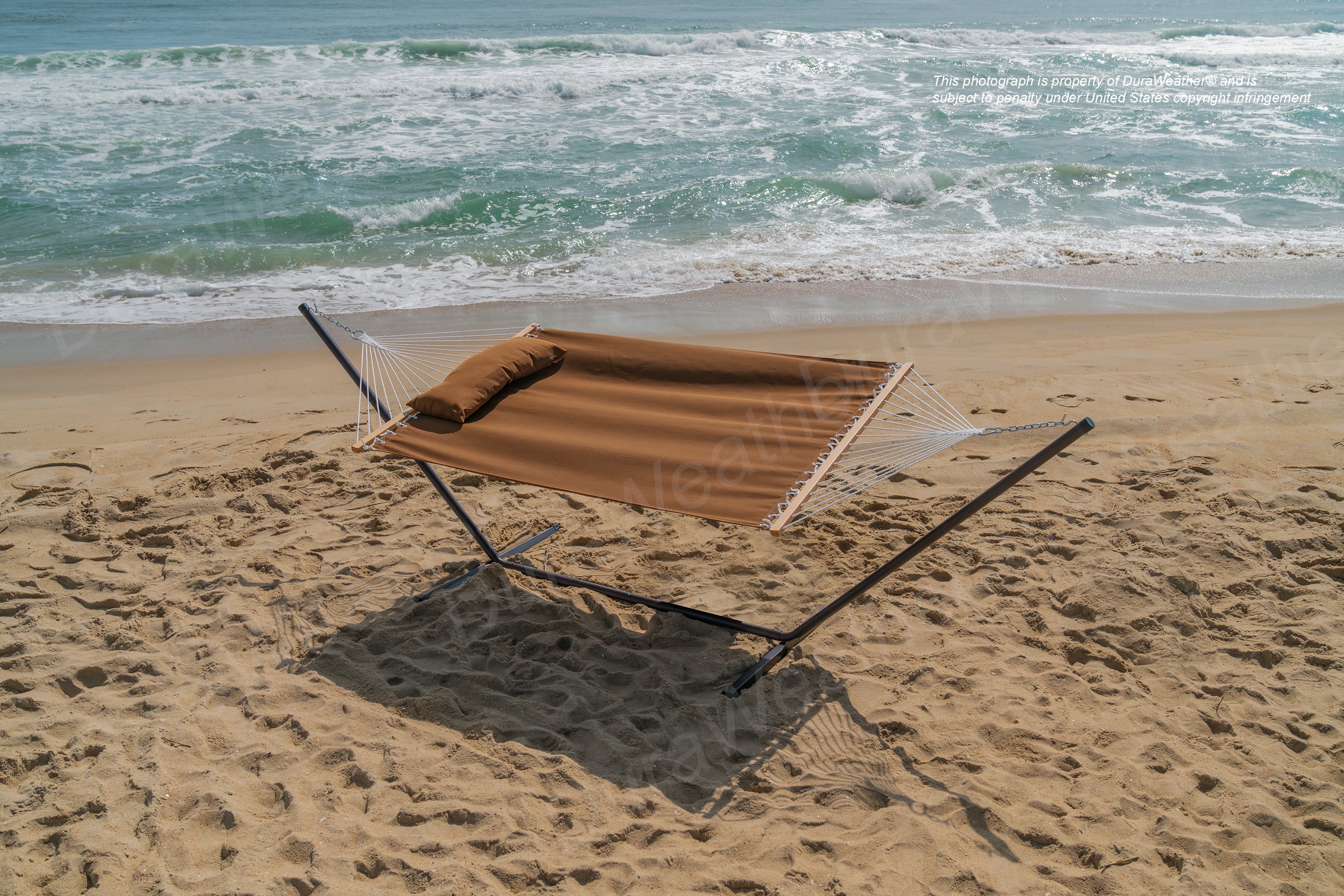 DURAWEATHER POLY® Hammock with Steel Stand and Pillow in Sunbrella Fabrics