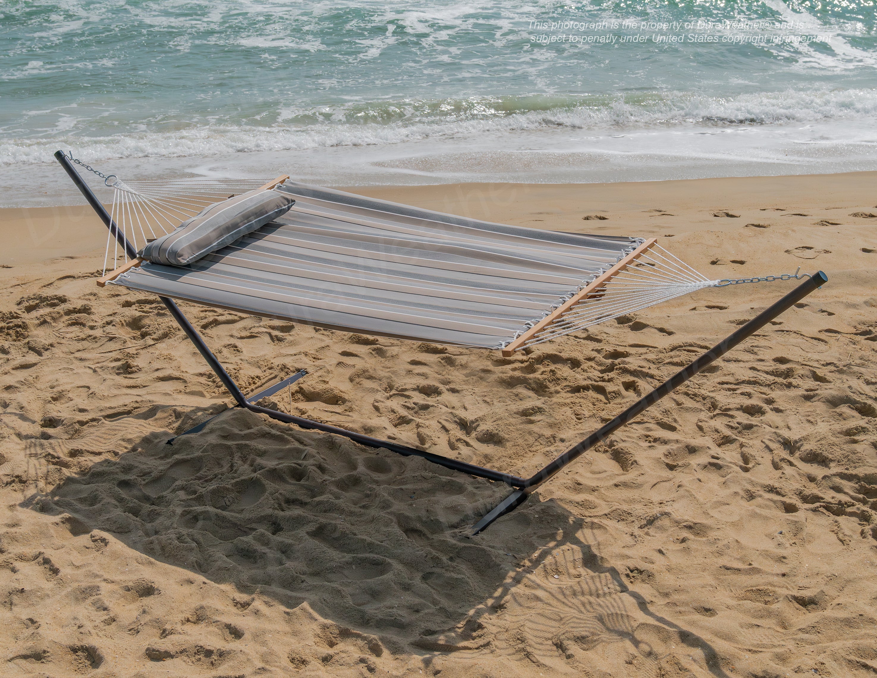 DURAWEATHER POLY® Hammock with Steel Stand and Pillow in Sunbrella Fabrics