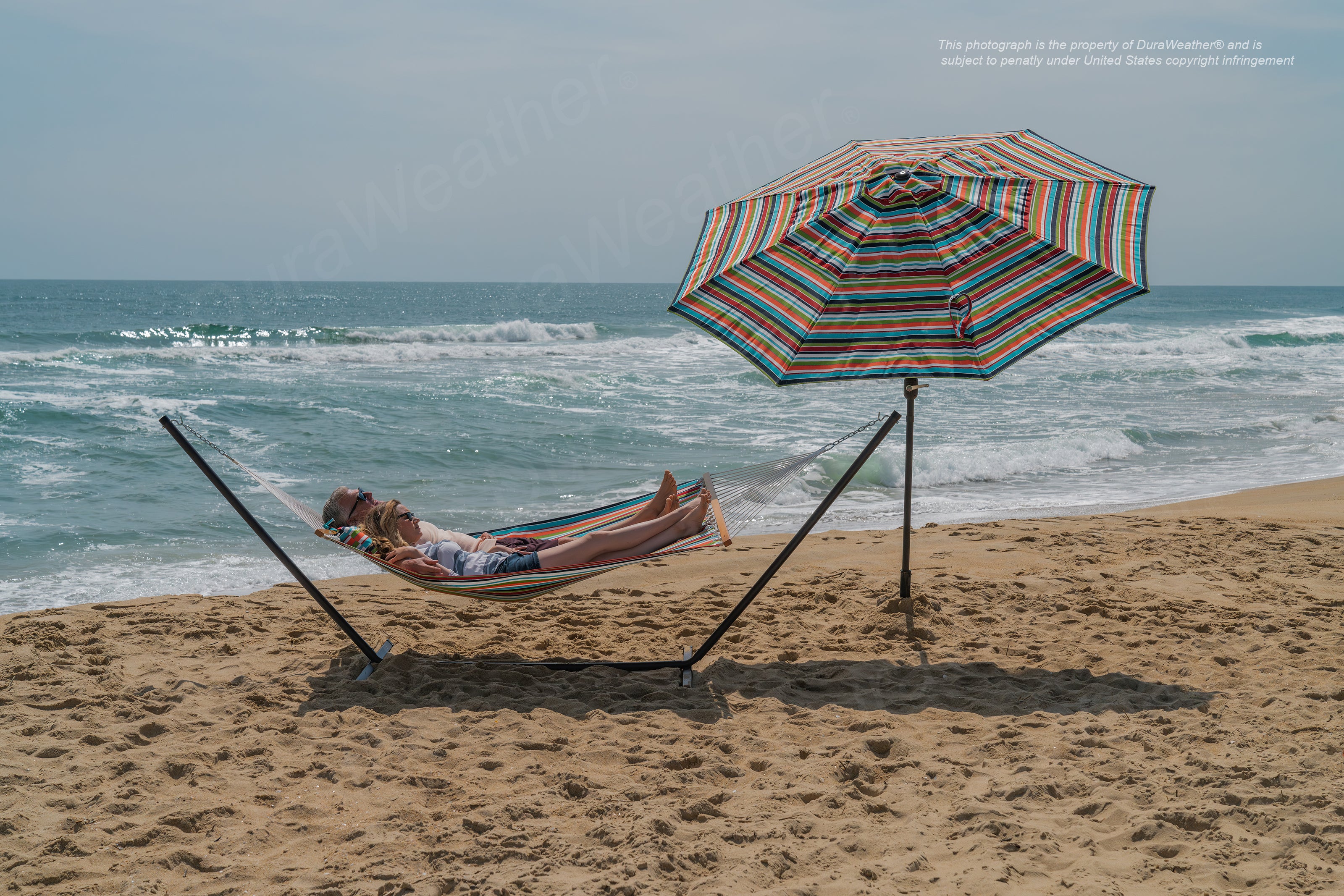 DURAWEATHER POLY® Hammock with Steel Stand and Pillow in Sunbrella Fabrics