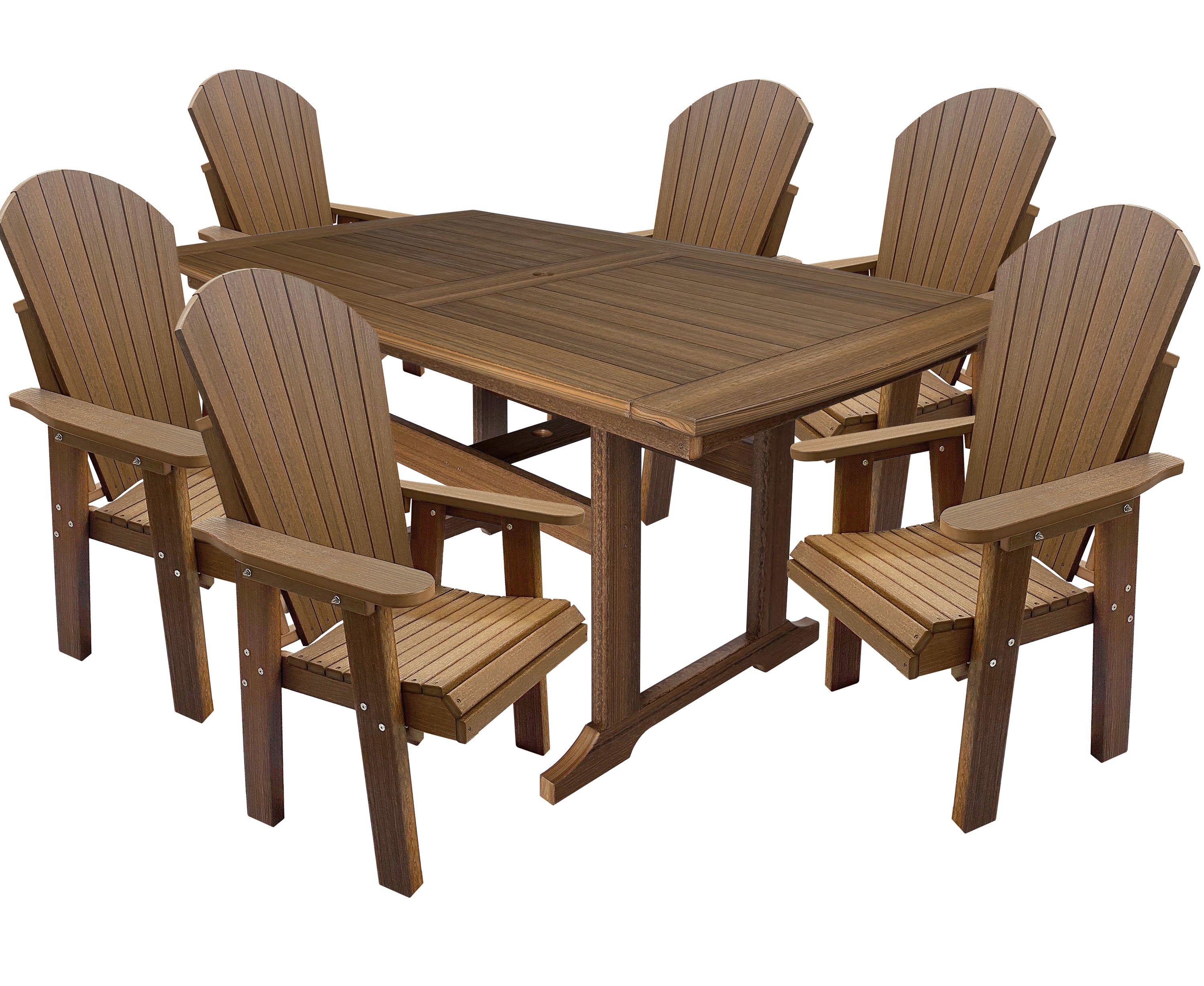 DURAWEATHER POLY® 7-Piece Lakeside Adirondack Dining Table Set