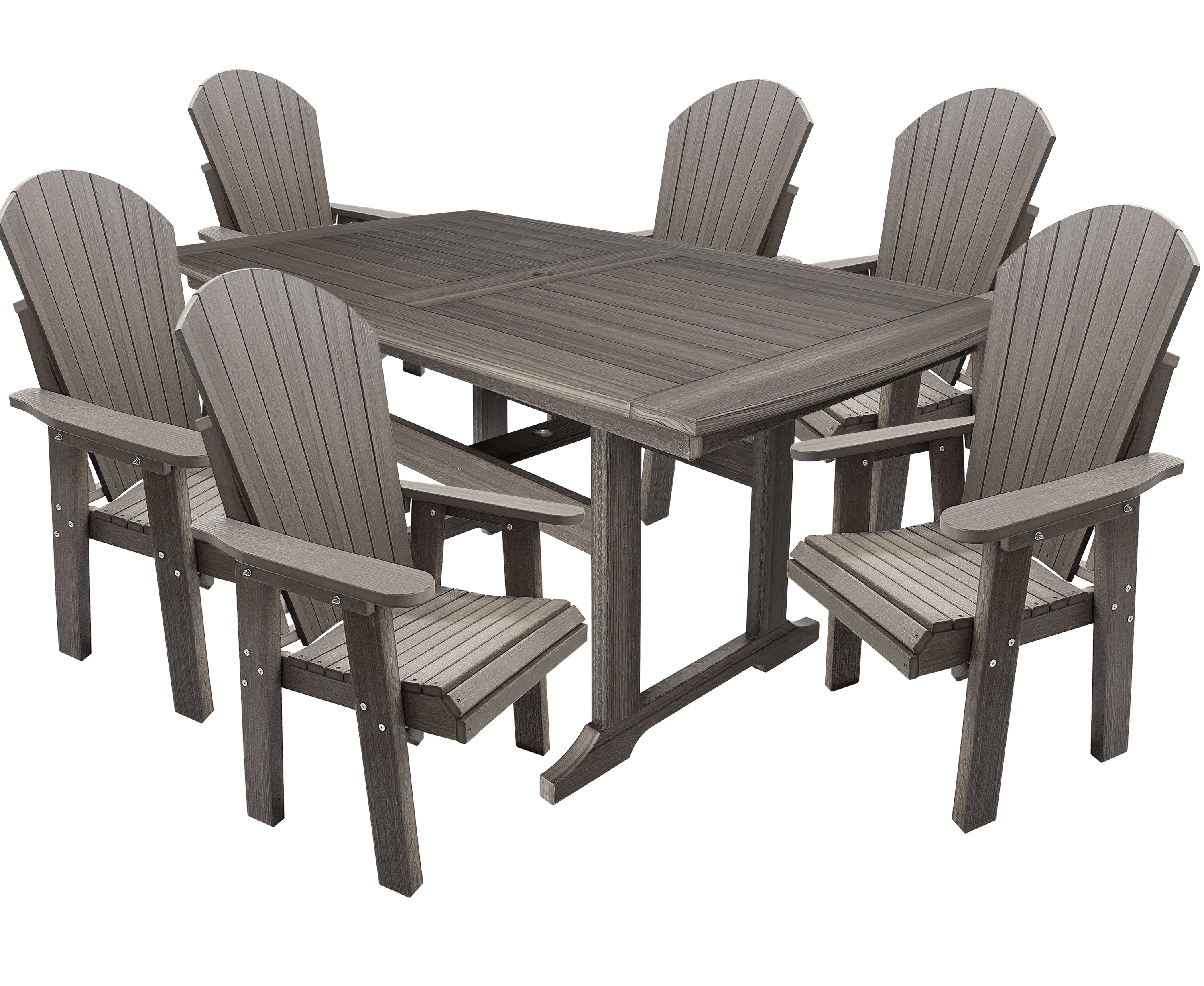 DURAWEATHER POLY® 7-Piece Lakeside Adirondack Dining Table Set