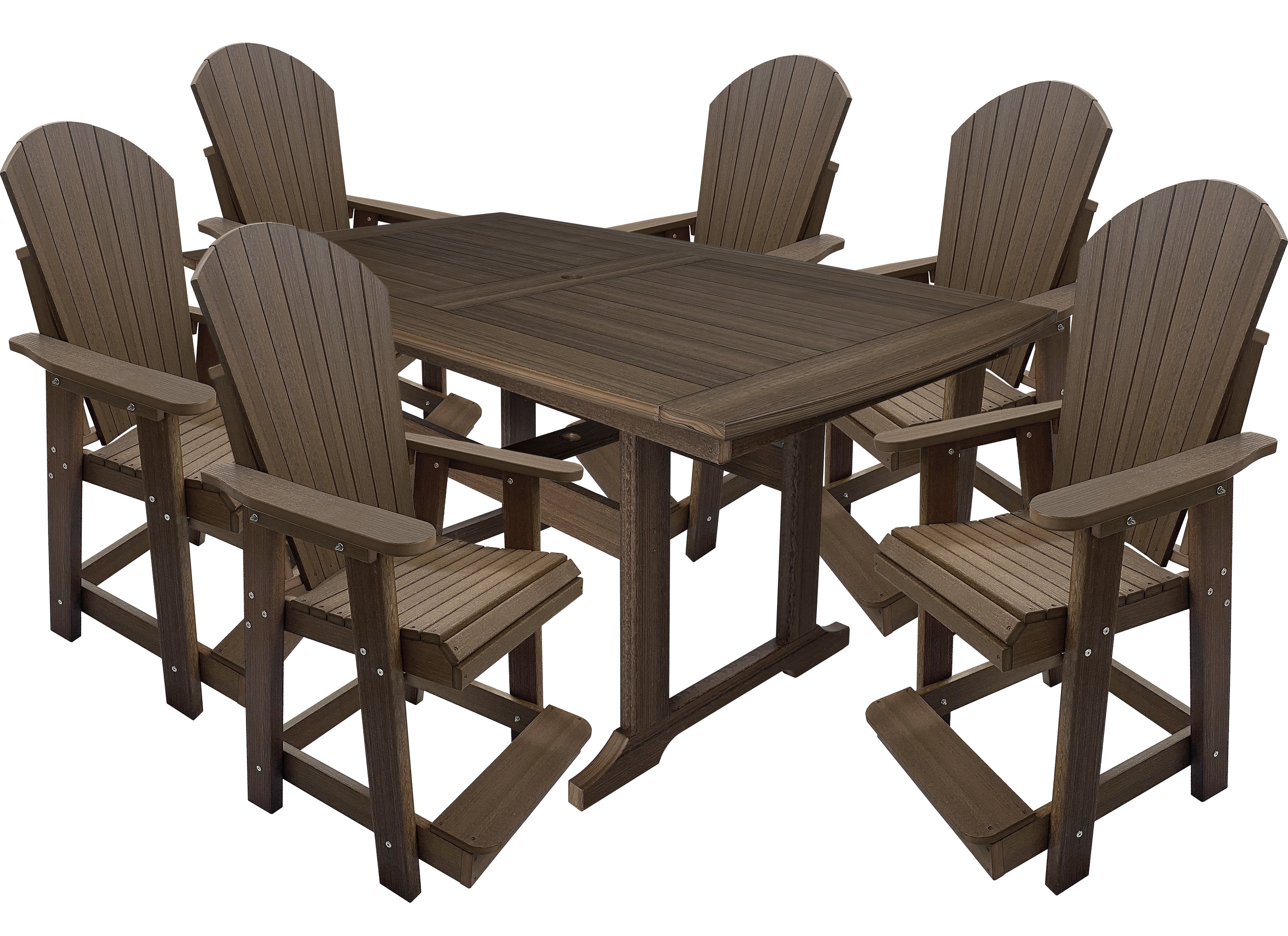 DURAWEATHER POLY® 7-Piece Lakeside Adirondack Counter Height Dining Table Set