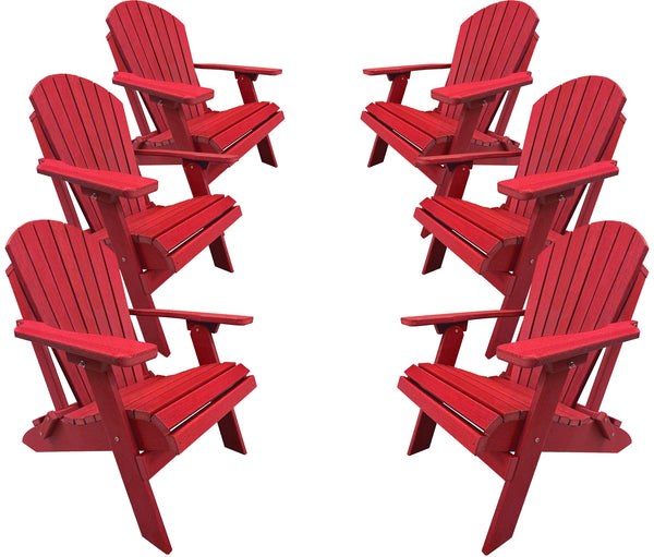 QUICK SHIP - Set of 6 DuraWeather Poly&reg; King Size Folding Adirondack Chair